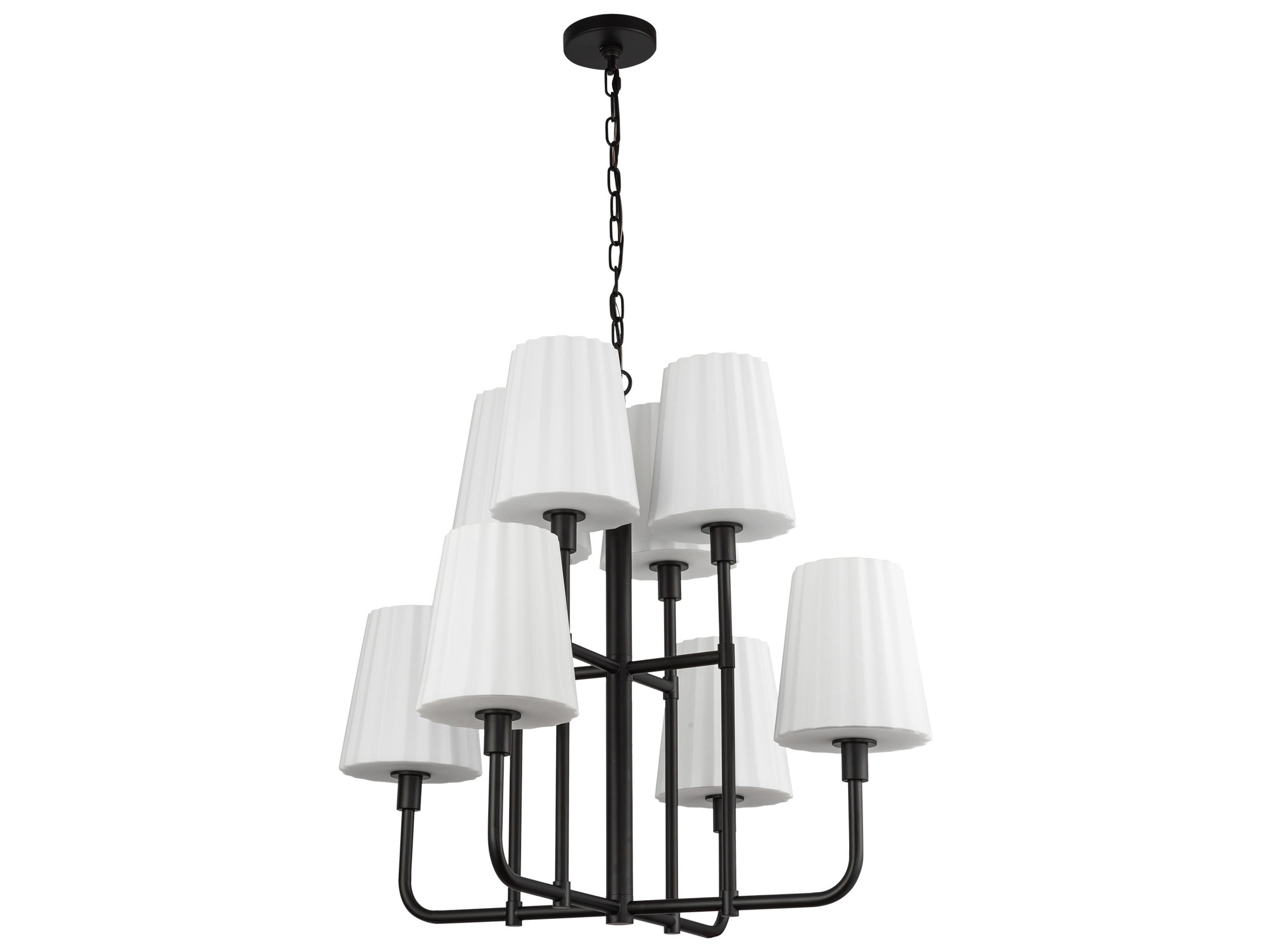Alora Mood Plisse 8-Light Matte Black Tiered Chandelier