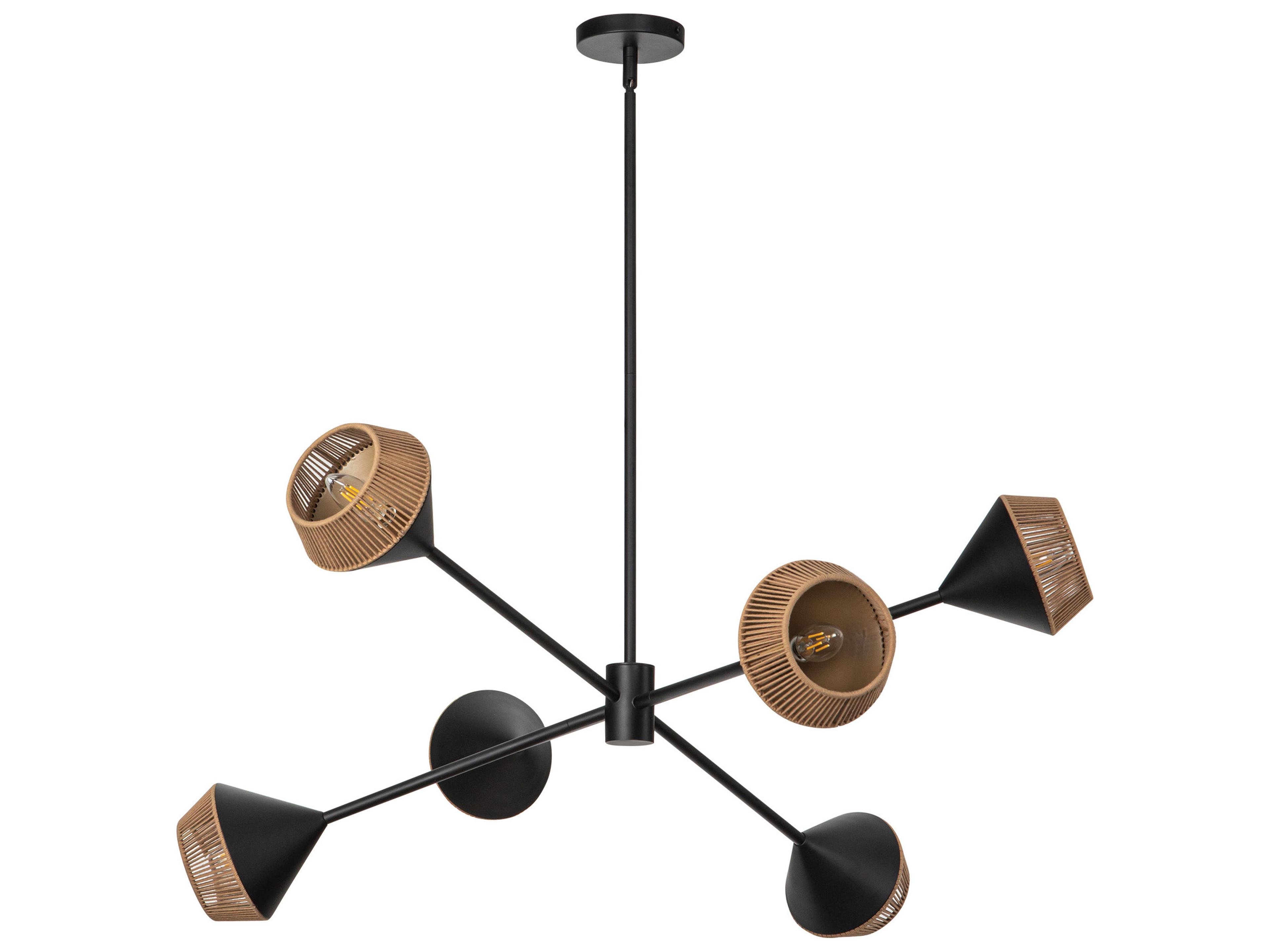 Alora Mood Daphne 6-Light Matte Black Geometric Linear Sputnik Chandelier