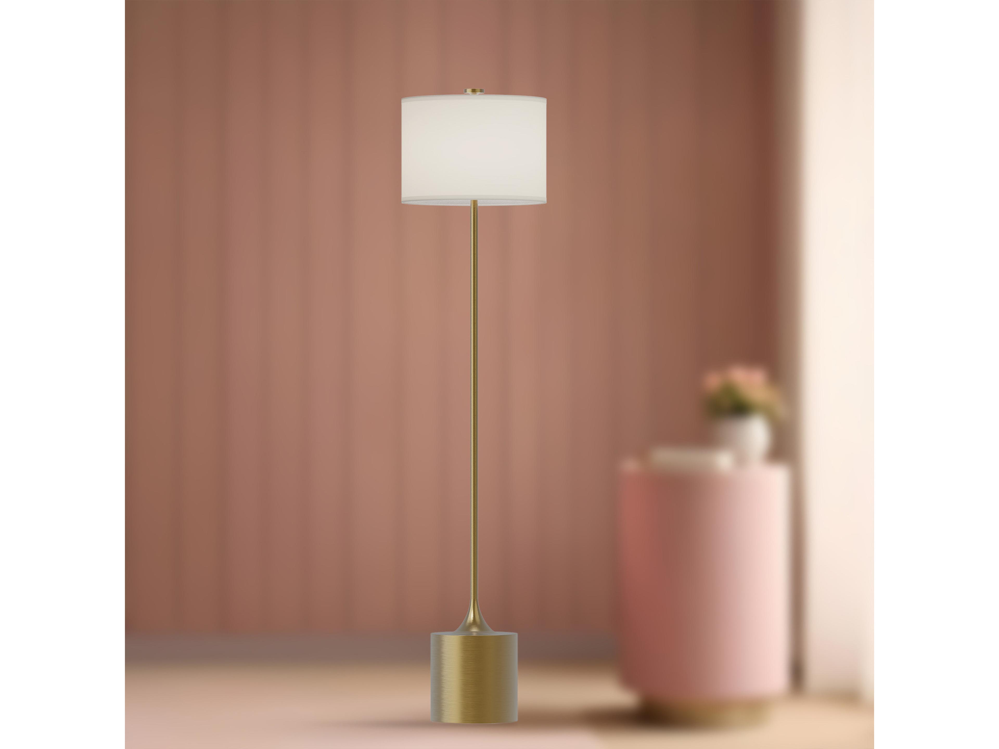 Alora Mood Issa Brushed Gold Ivory Linen Floor Lamp