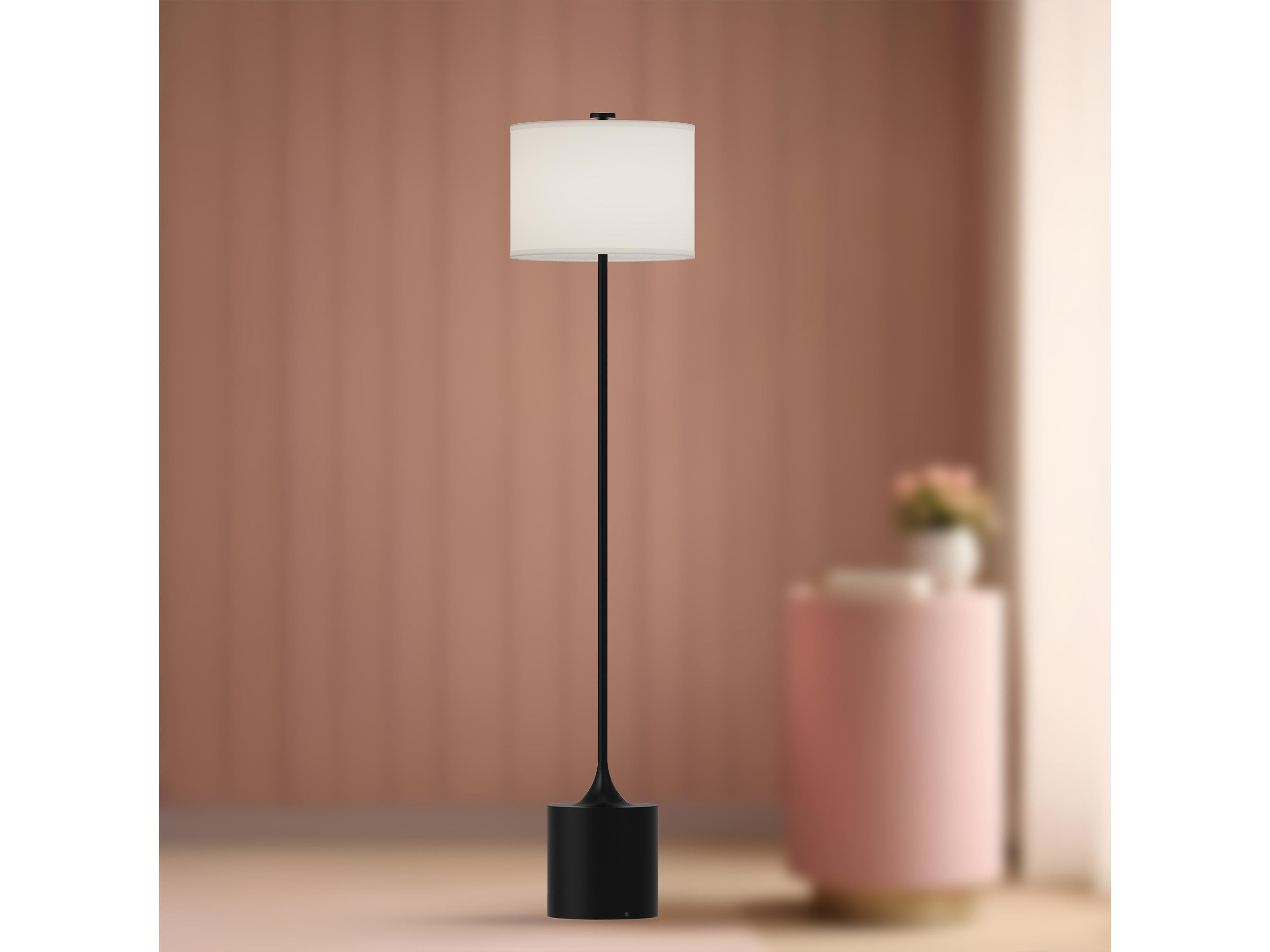 Alora Mood Issa Matte Black Ivory Linen Floor Lamp