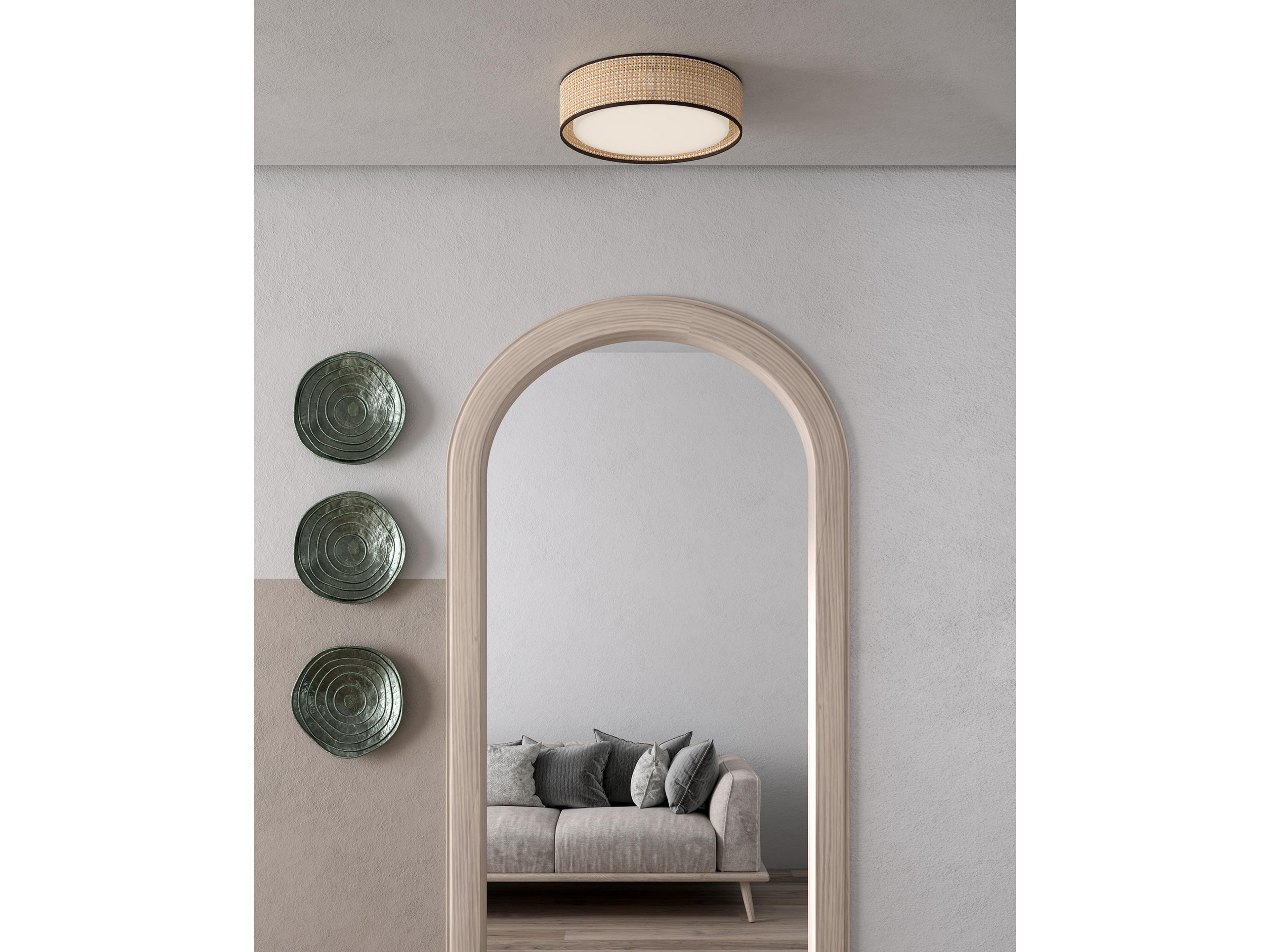 Alora Mood Lyla Rattan Brown Round Flush Mount