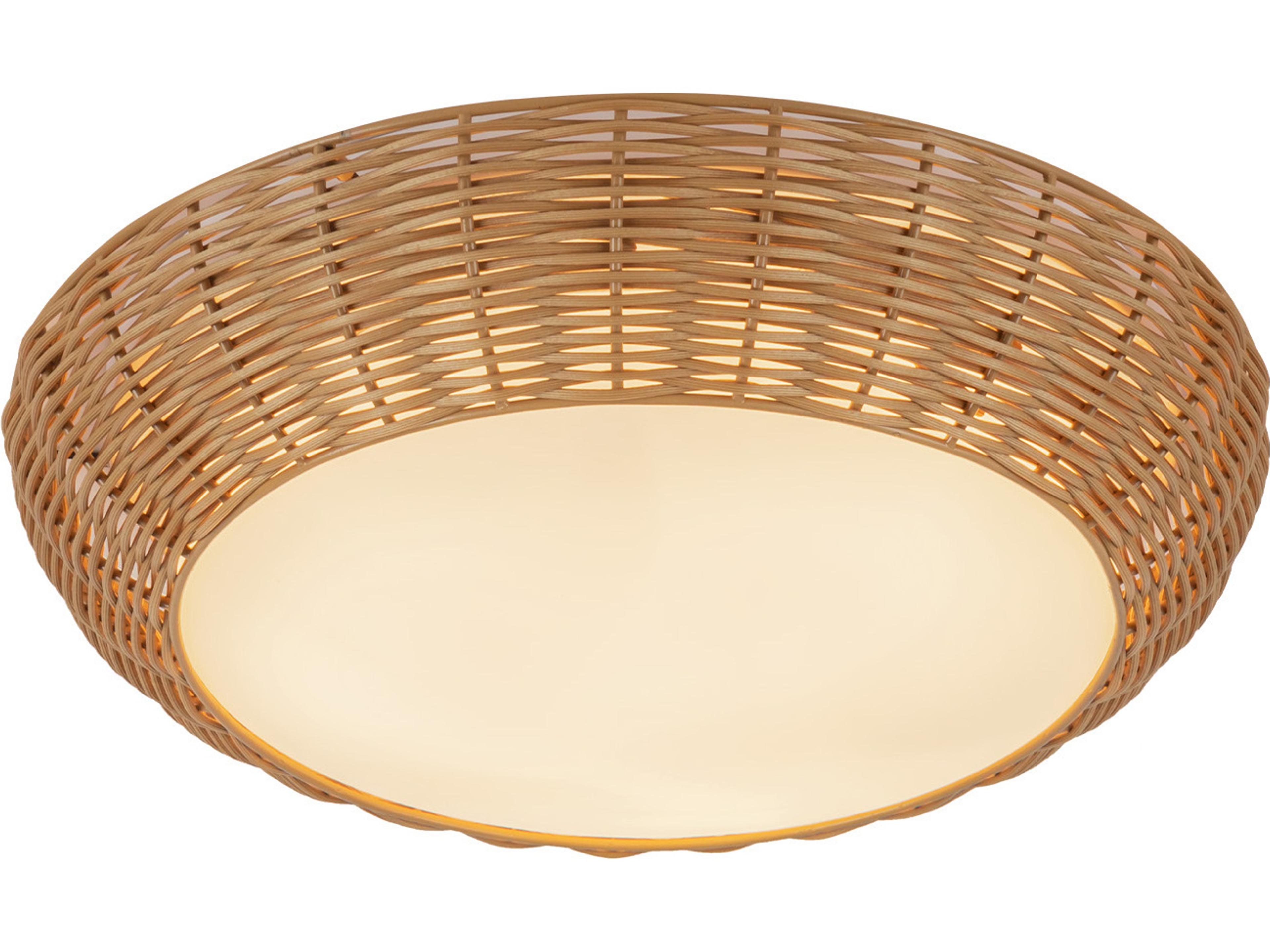 Alora Mood Merida 2-Light Rattan Brown Round Flush Mount
