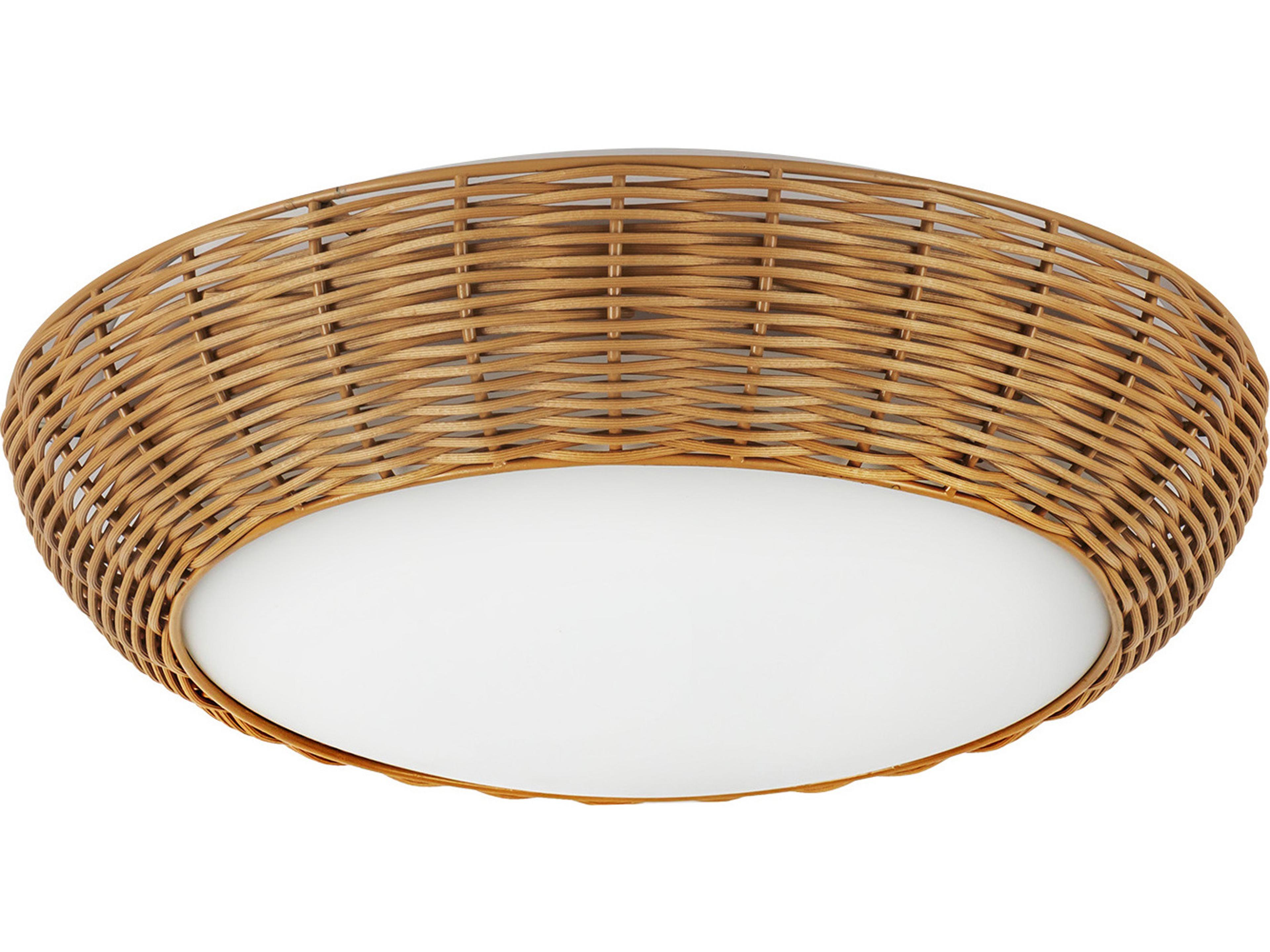 Alora Mood Merida 2-Light Rattan Brown Round Flush Mount