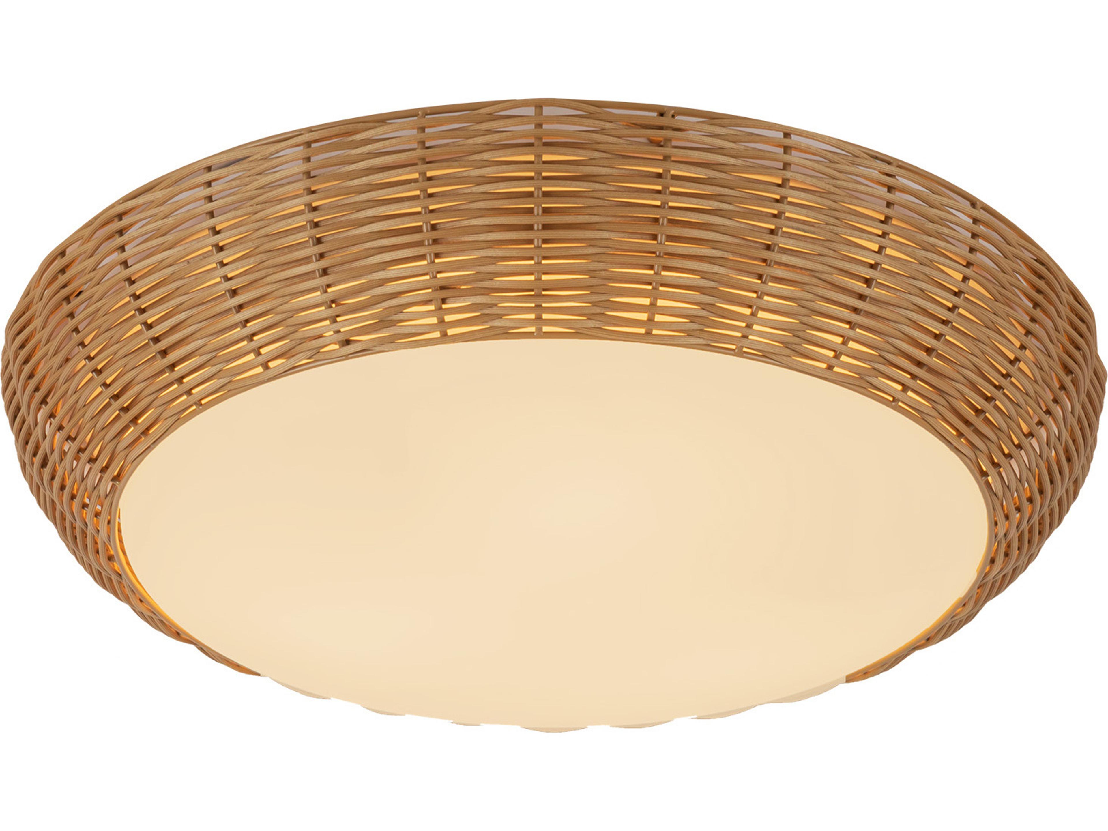 Alora Mood Merida 3-Light Rattan Brown Round Flush Mount