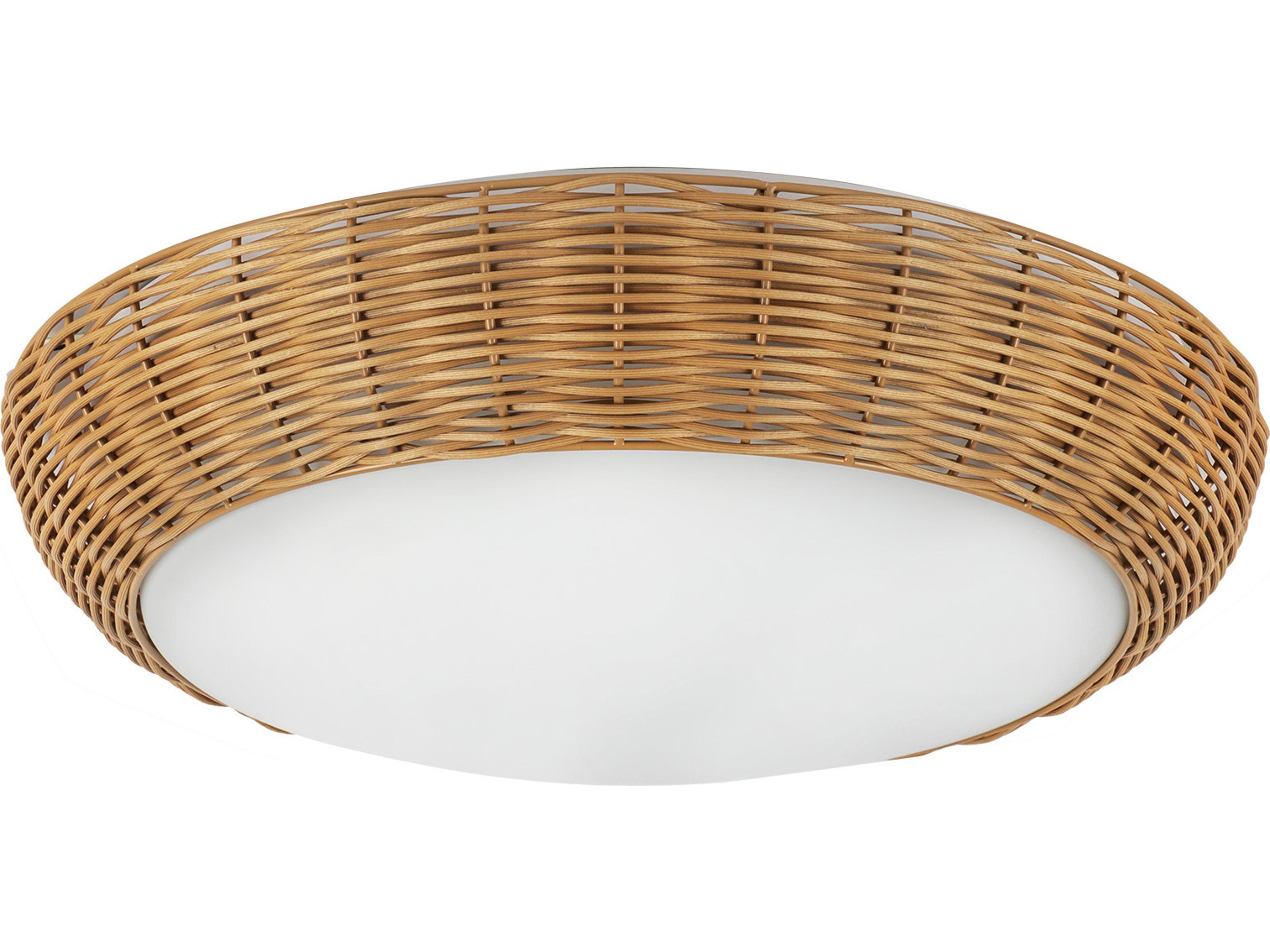 Alora Mood Merida 3-Light Rattan Brown Round Flush Mount