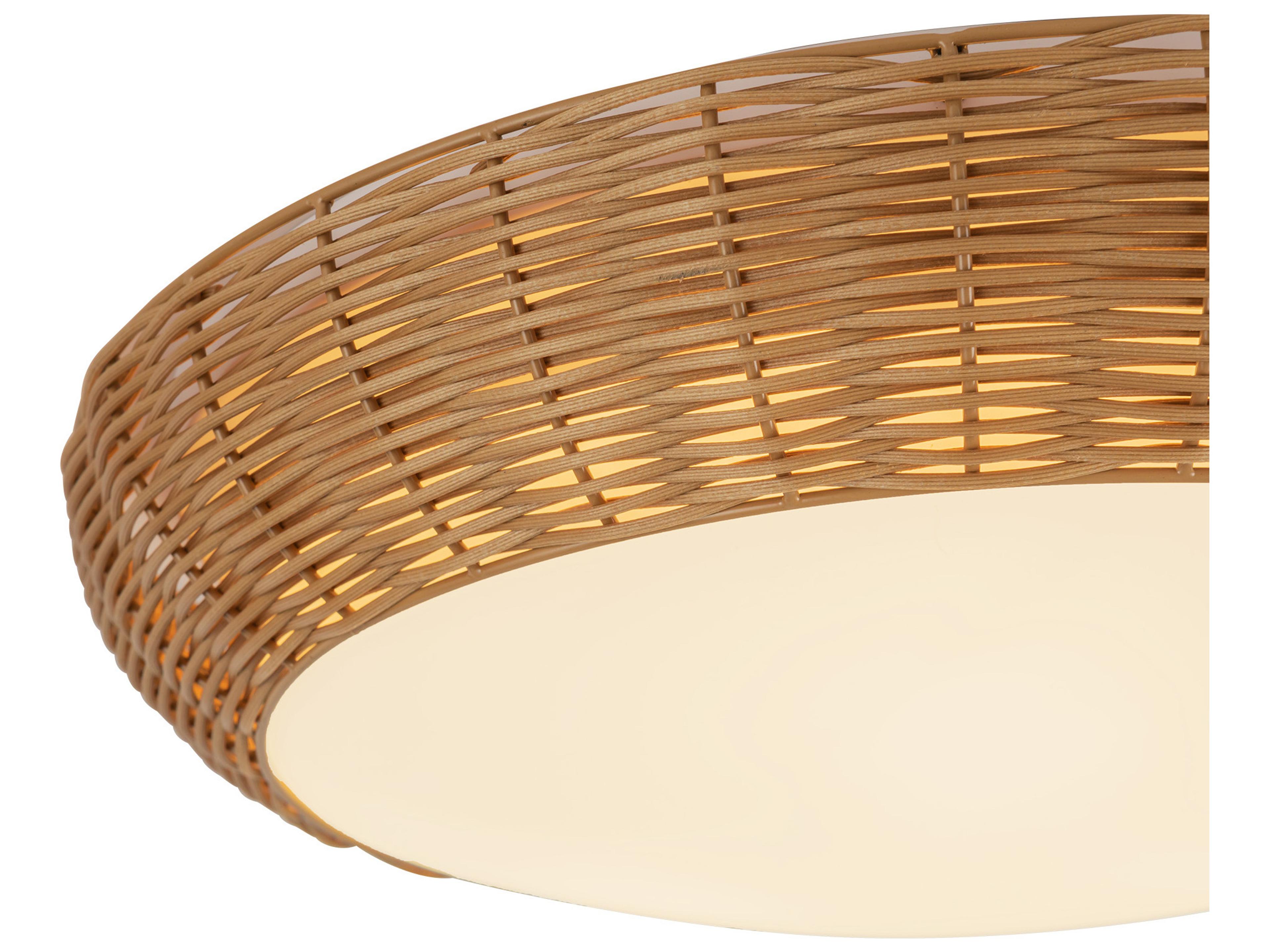 Alora Mood Merida 3-Light Rattan Brown Round Flush Mount