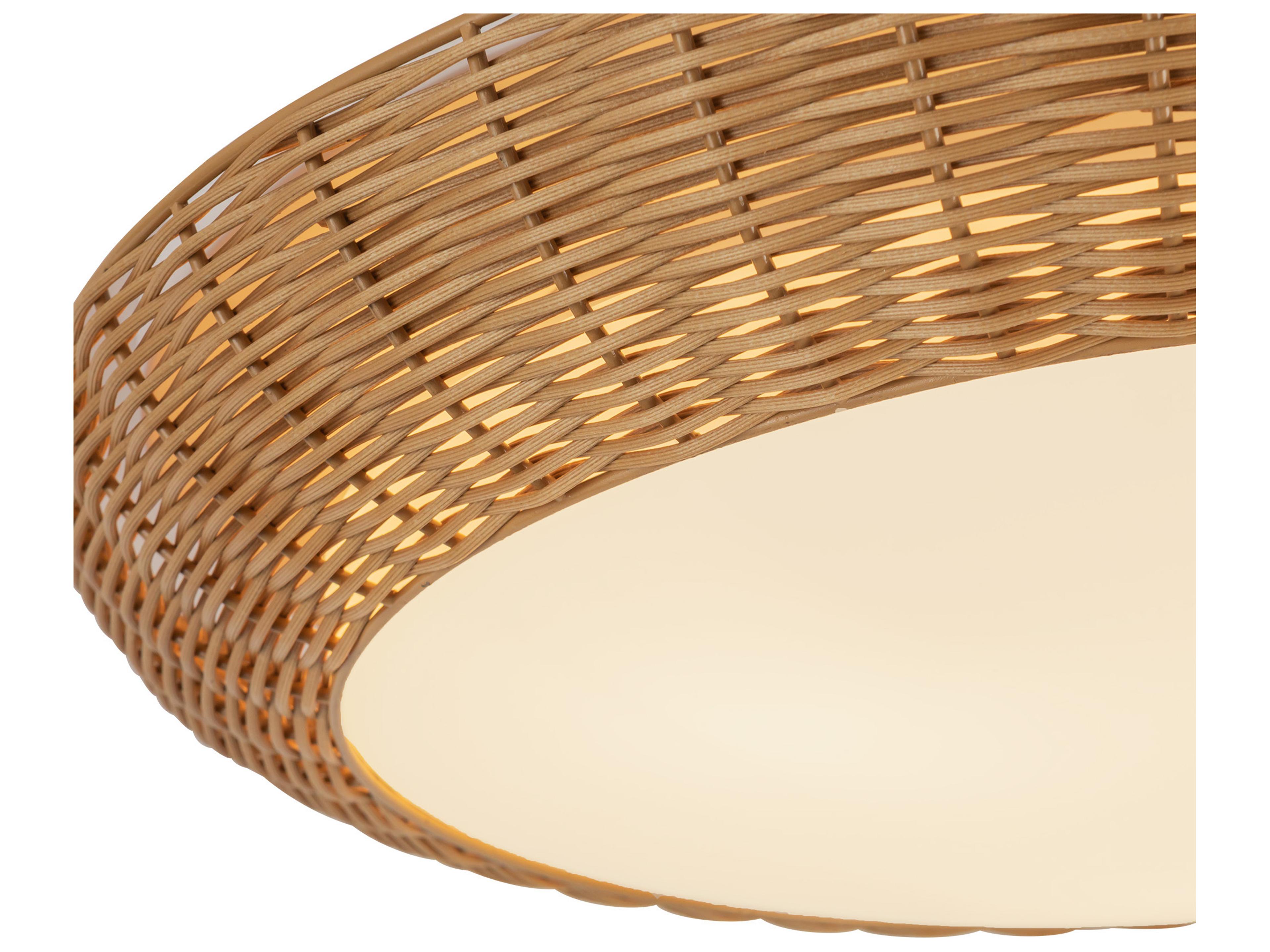 Alora Mood Merida 3-Light Rattan Brown Round Flush Mount