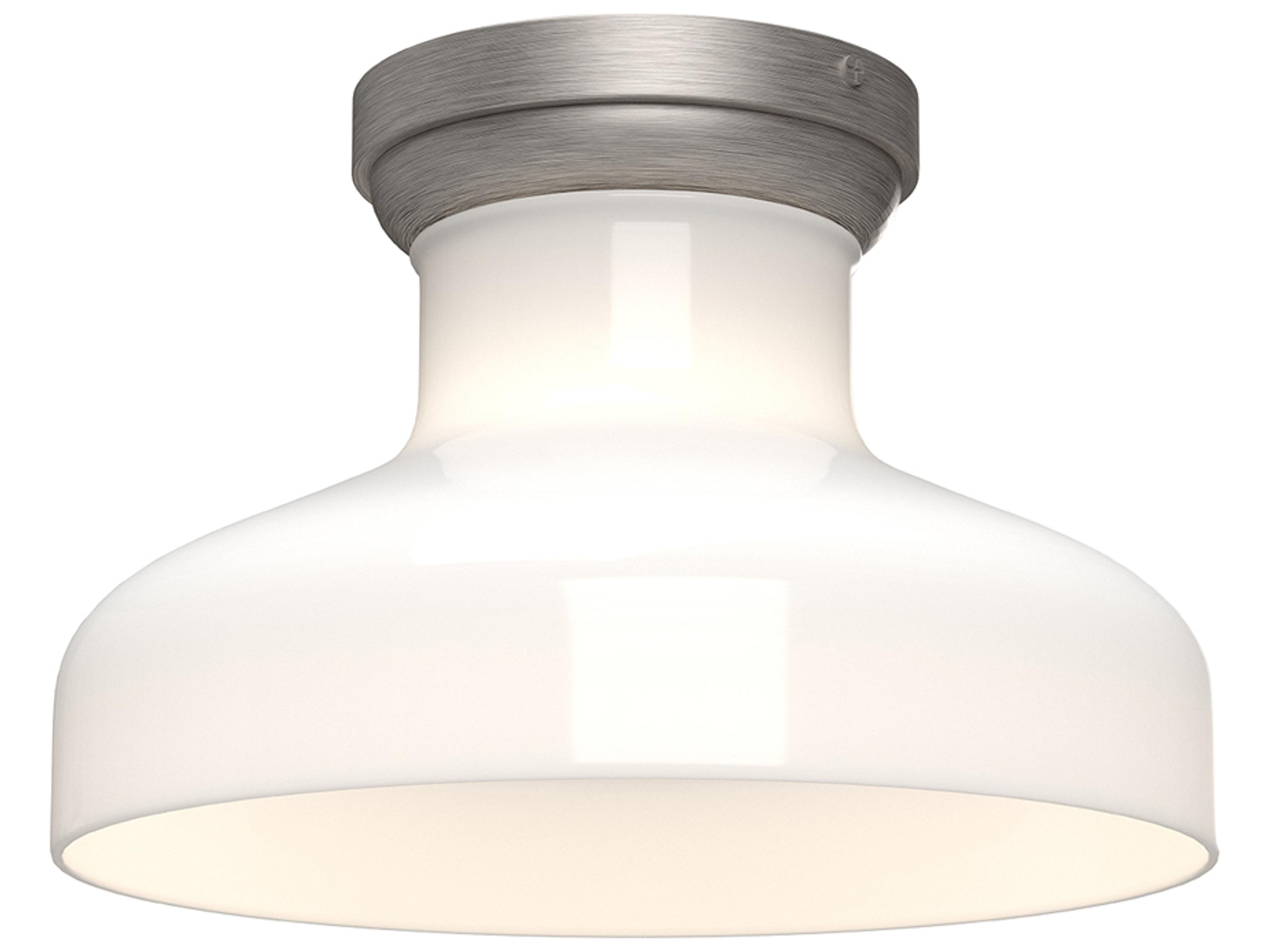 Westlake Flush Mount Ceiling Light in Brushed Nickel with Glossy Opal Glass