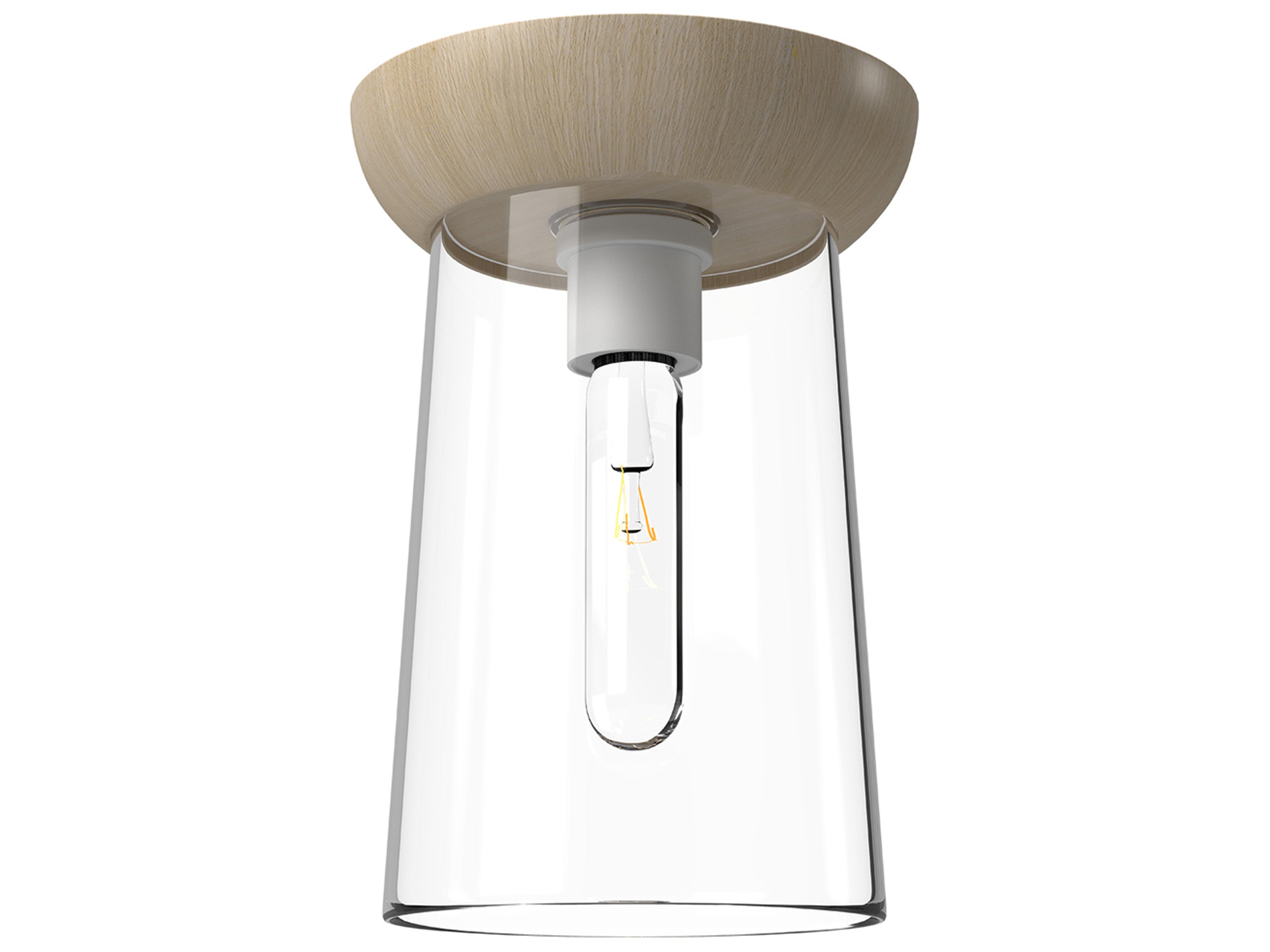Emil Flush Mount Ceiling Light Modern White and Oak