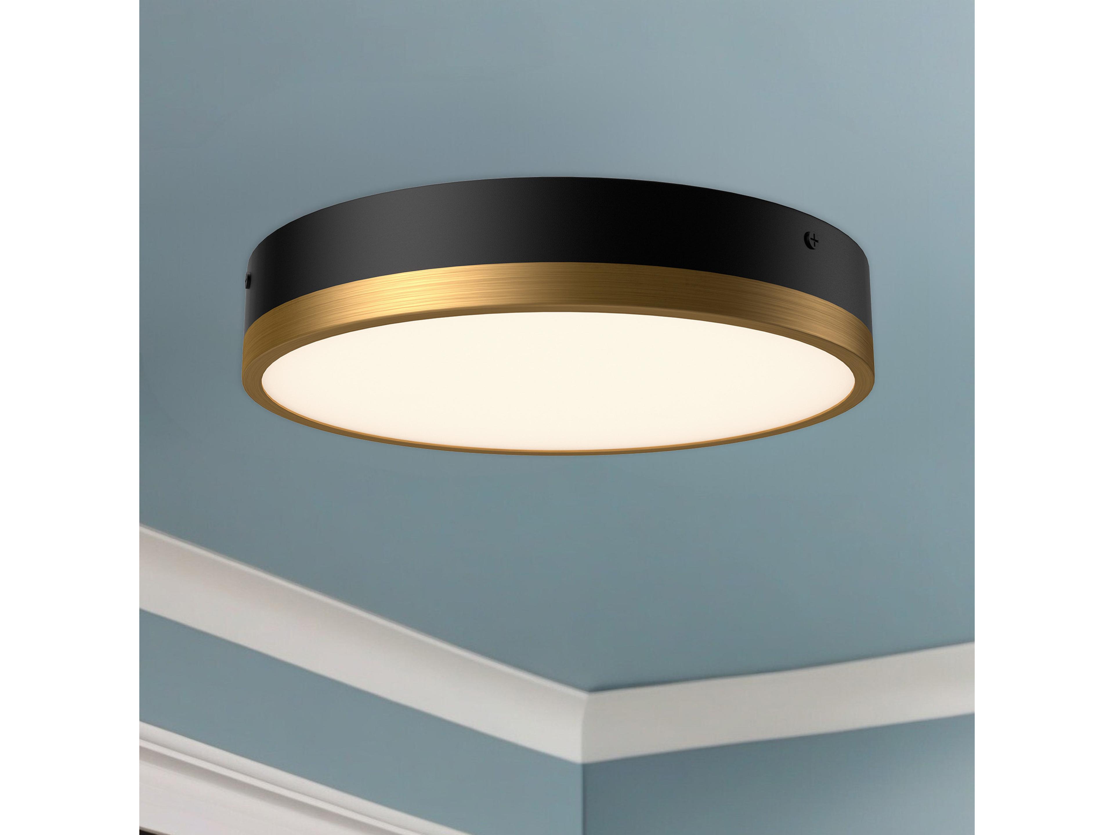Alora Mood Adelaide Aged Gold Matte Black Round Flush Mount