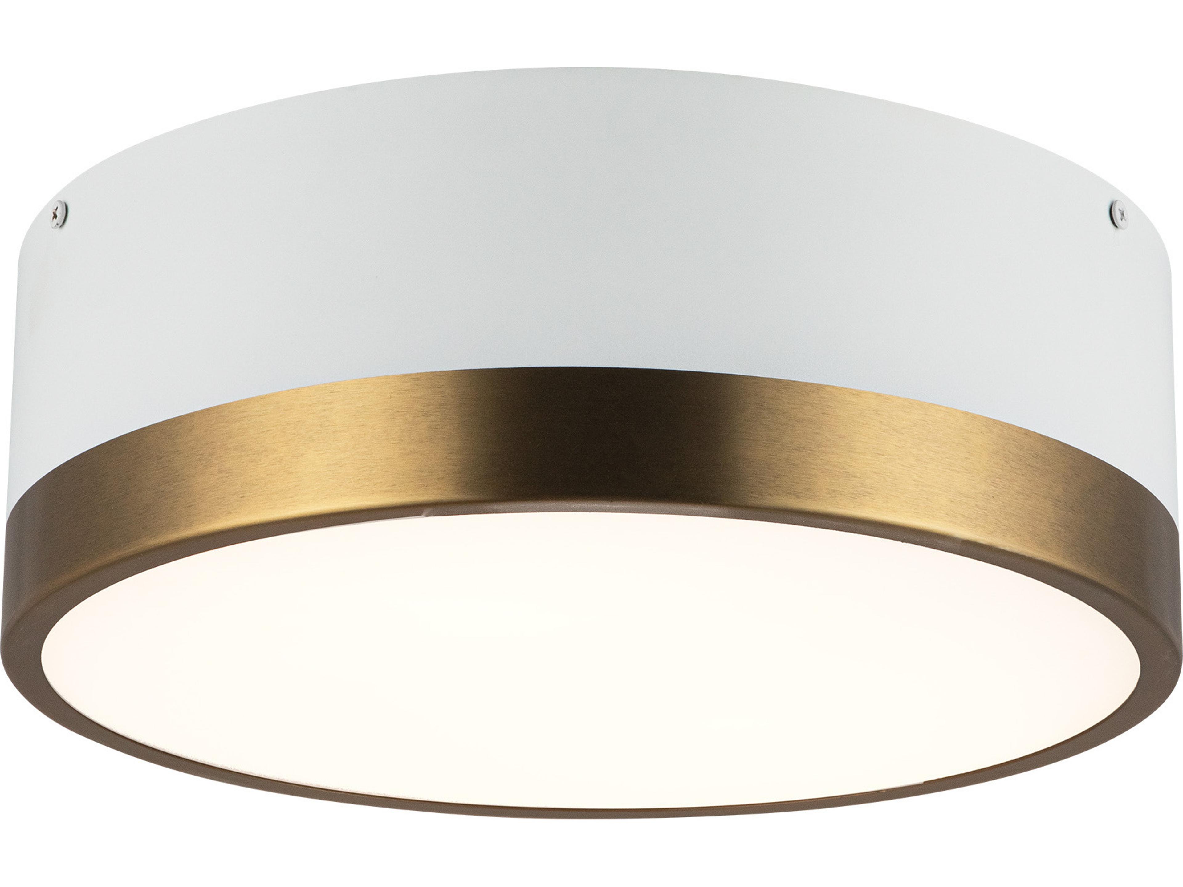 Alora Mood Brisbane 2-Light Aged Gold White Flush Mount