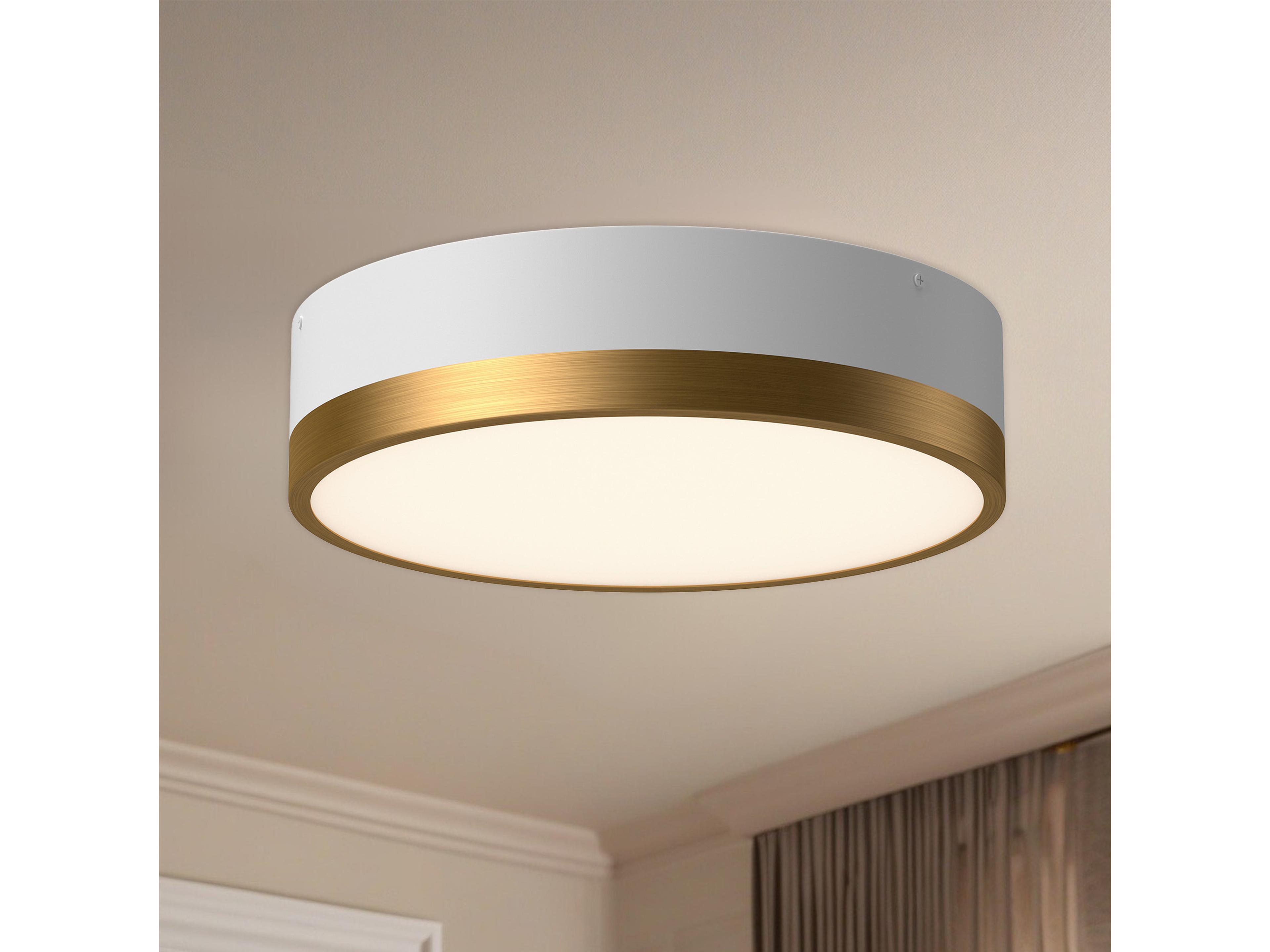 Alora Mood Brisbane 3-Light Aged Gold White Flush Mount