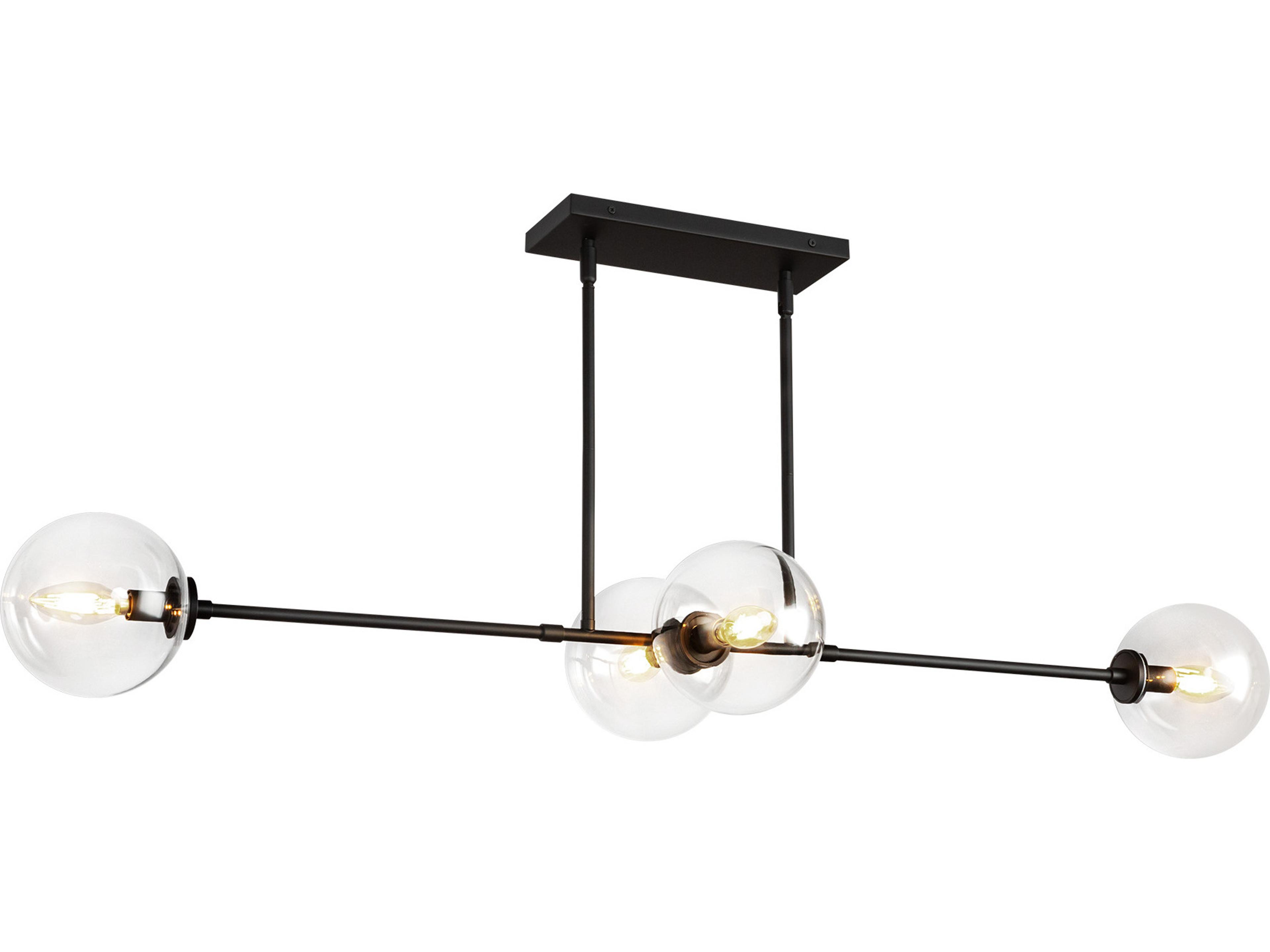 Linear Pendant Cassia 4-Light Matte Black Clear Glass