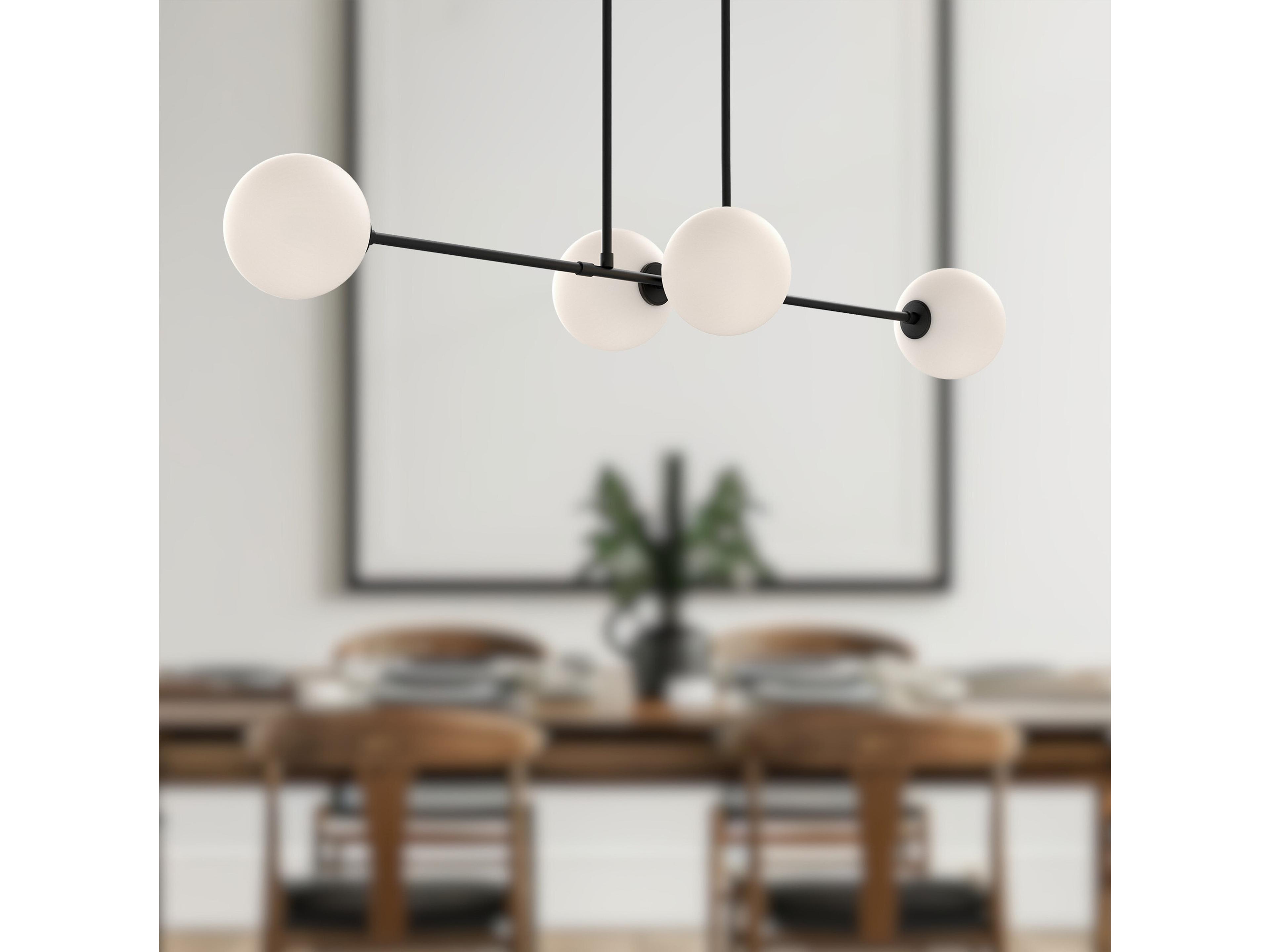 Alora Mood Cassia 4-Light Matte Black Globe Linear Island Pendant