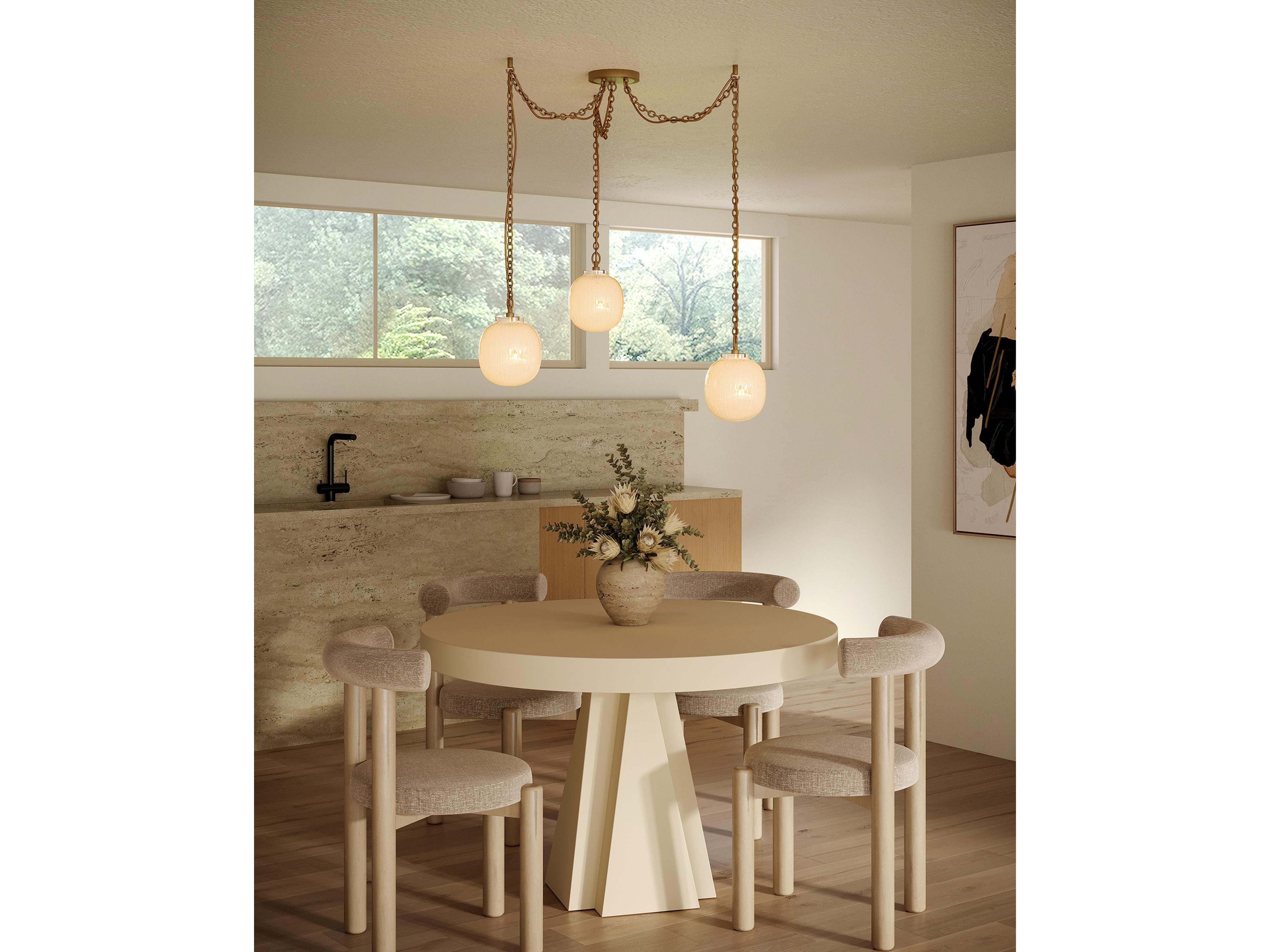 Alora Mood Cherise 3-Light Brushed Gold Mini Pendant