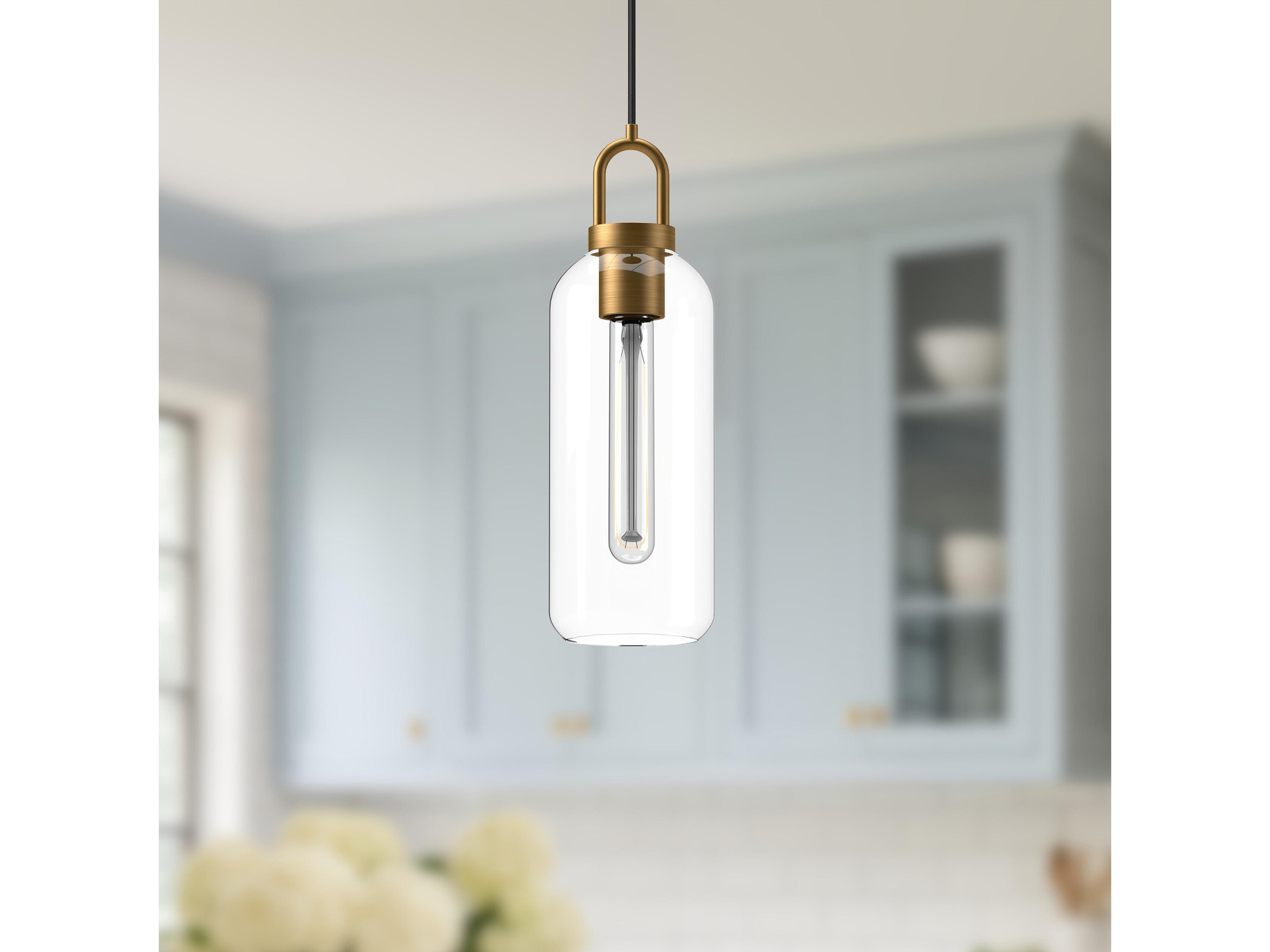 Alora Mood Soji 1-Light Aged Gold Cylinder Mini Pendant