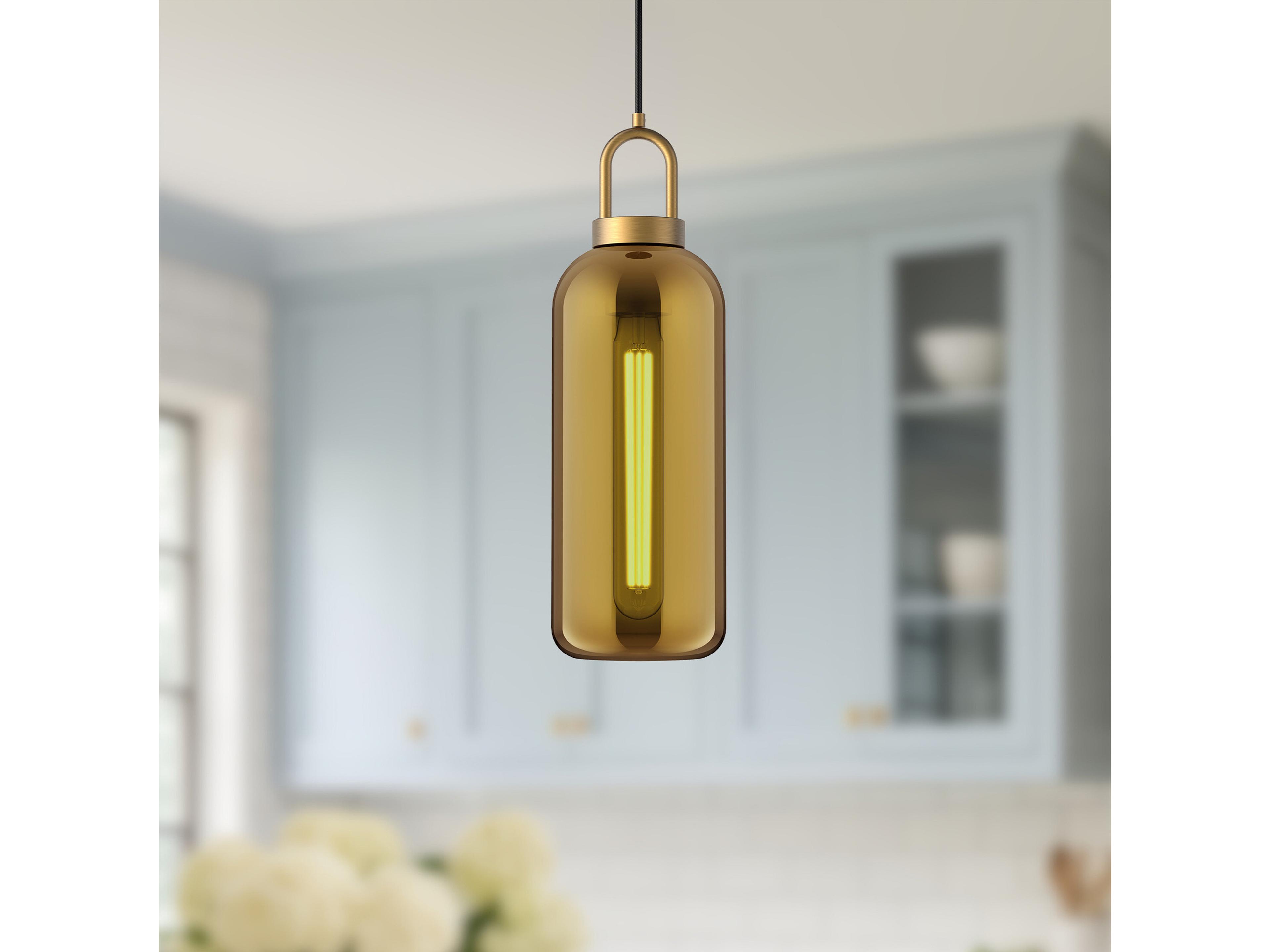 Alora Mood Soji 1-Light Aged Gold Cylinder Mini Pendant