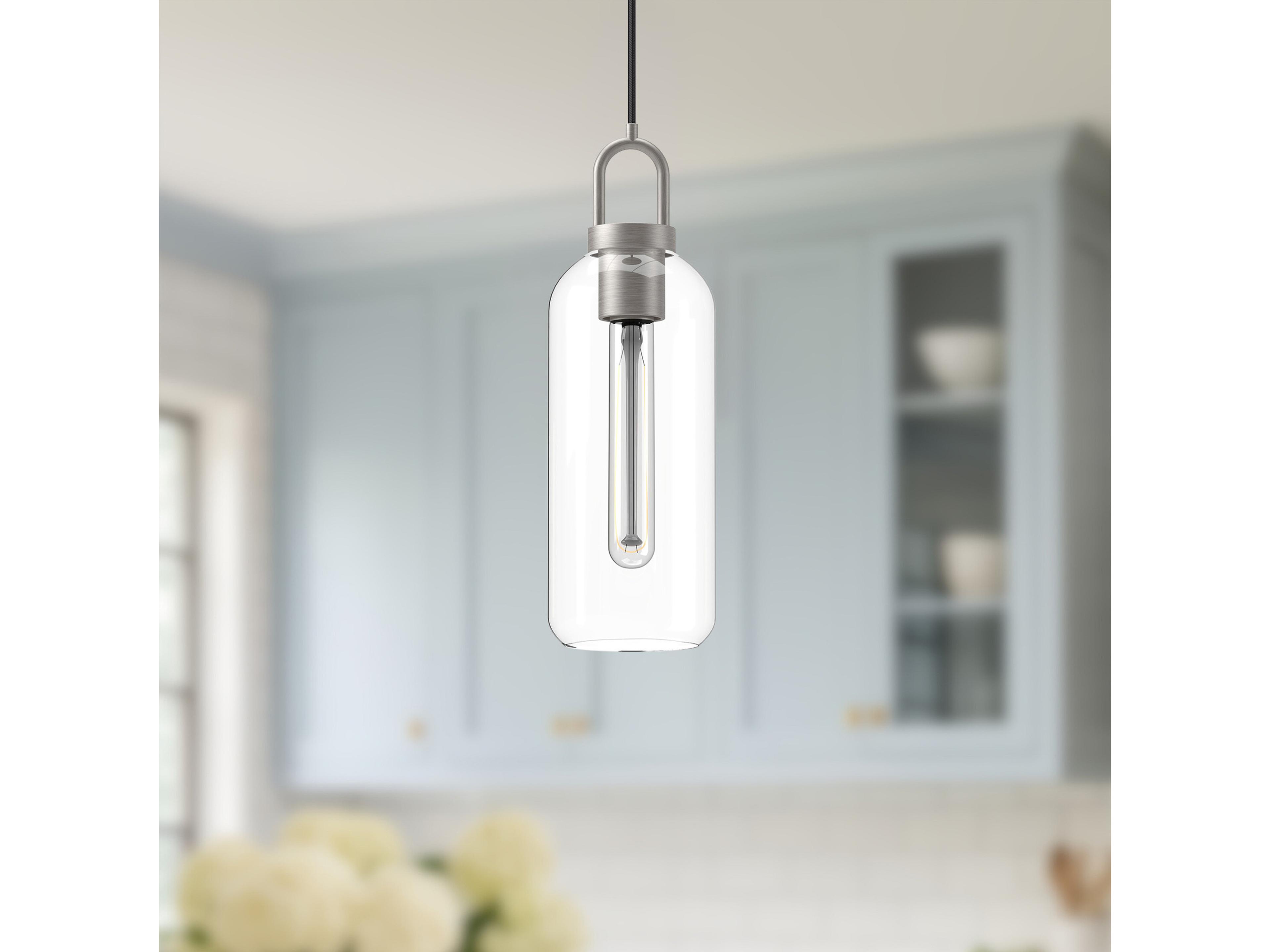 Alora Mood Soji 1-Light Brushed Nickel Cylinder Mini Pendant