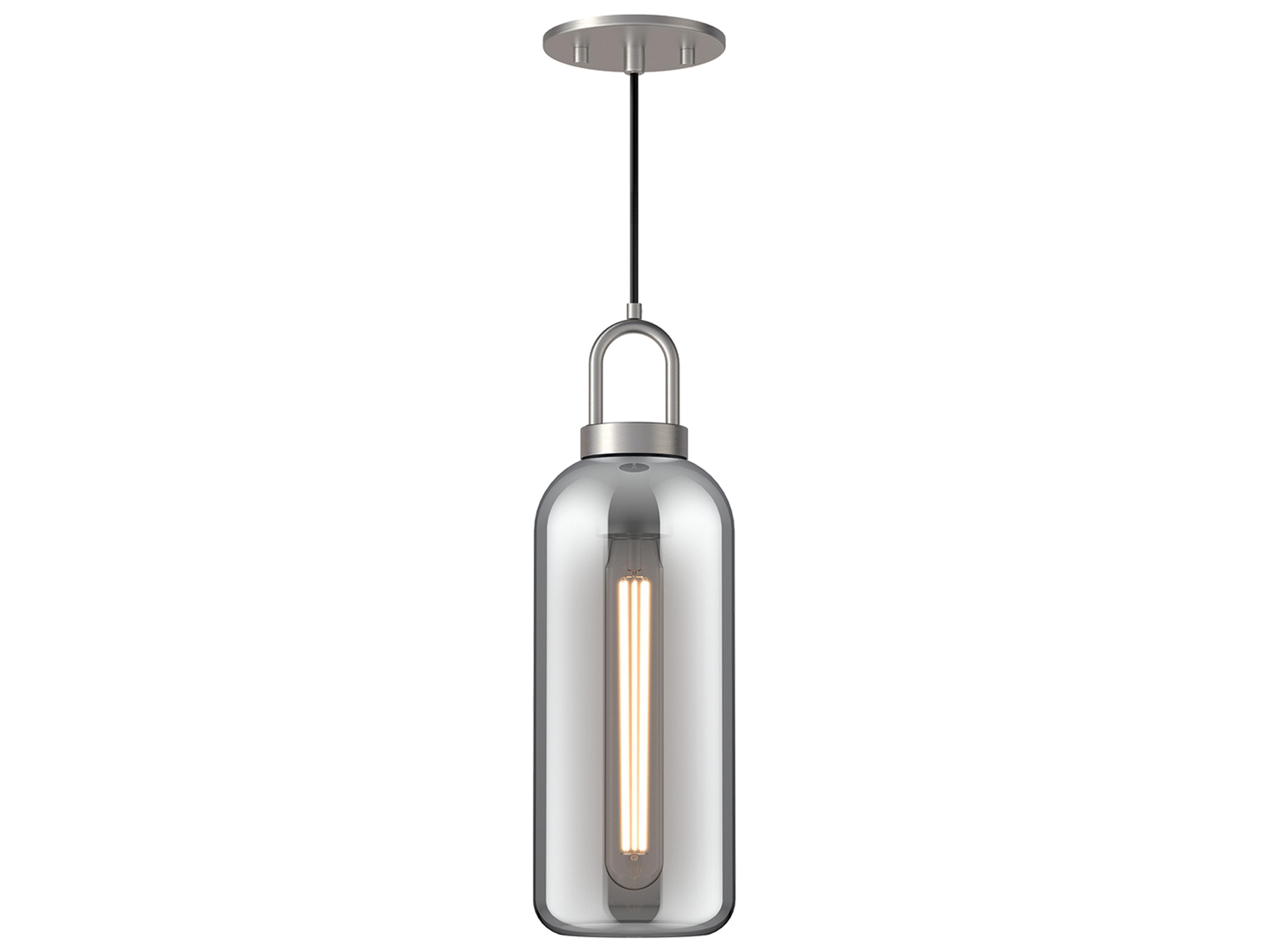 Soji Mini Pendant Light in Brushed Nickel with Smoked Glass