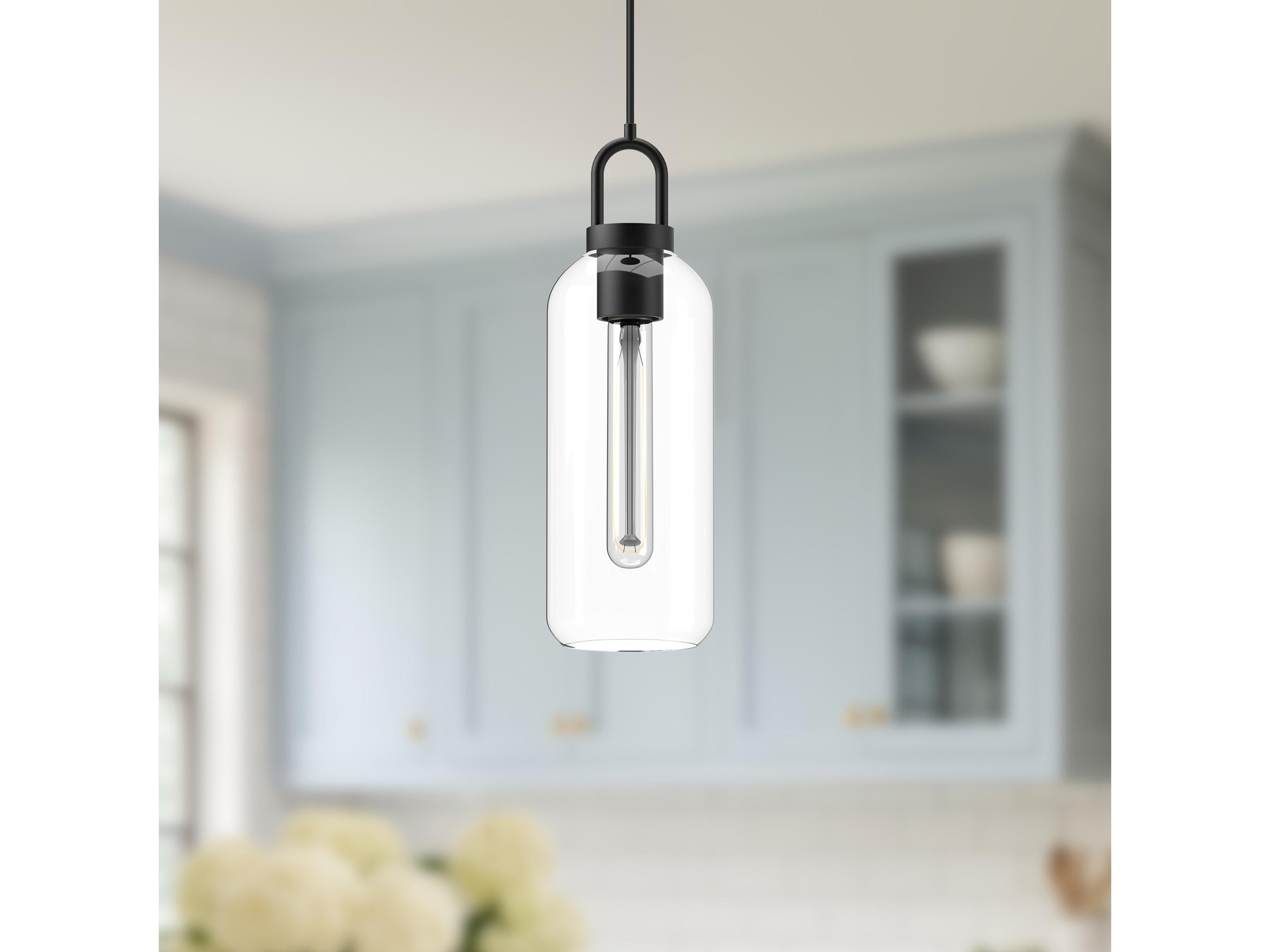 Alora Mood Soji 1-Light Matte Black Cylinder Mini Pendant