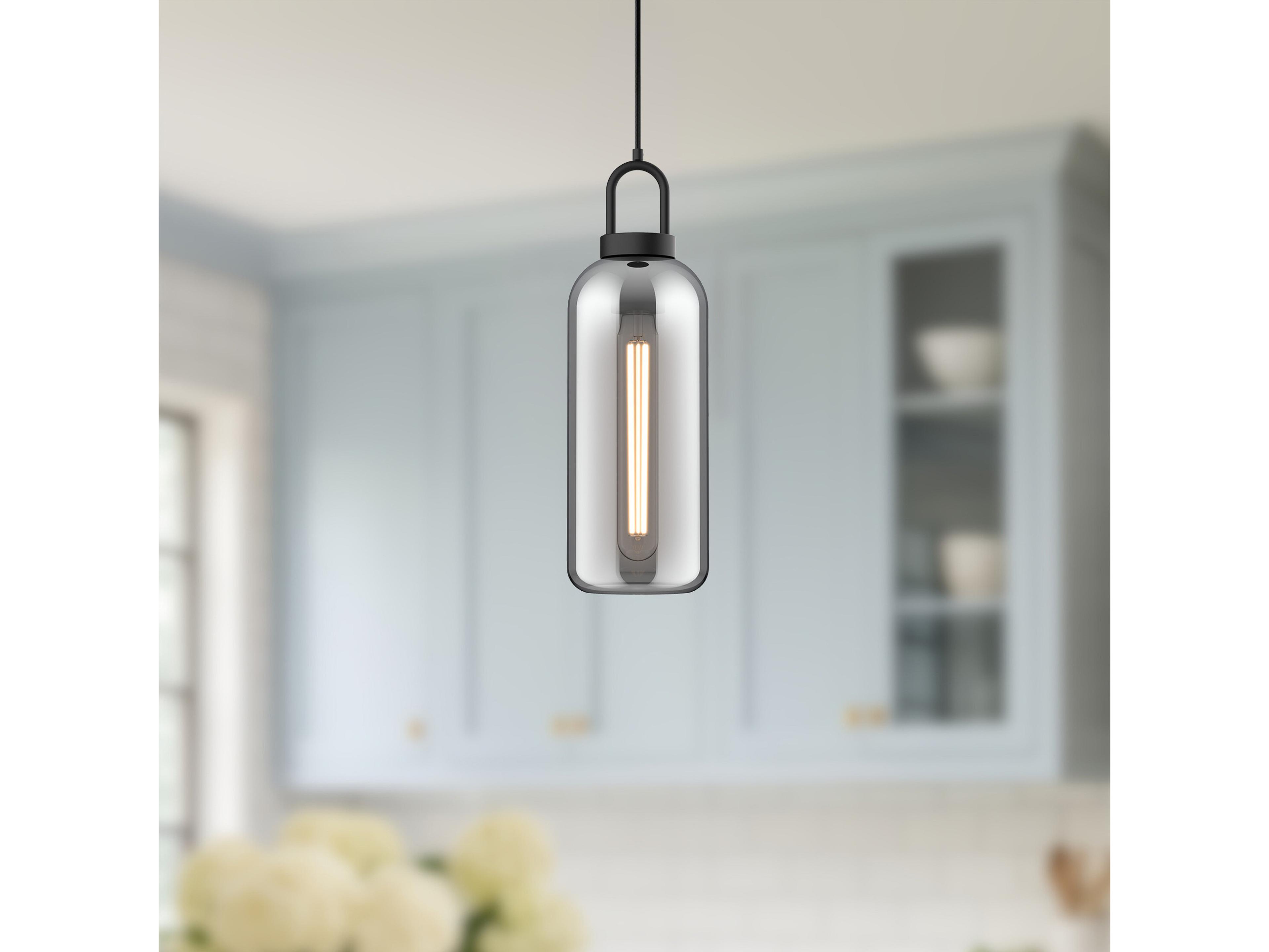 Alora Mood Soji 1-Light Matte Black Cylinder Mini Pendant