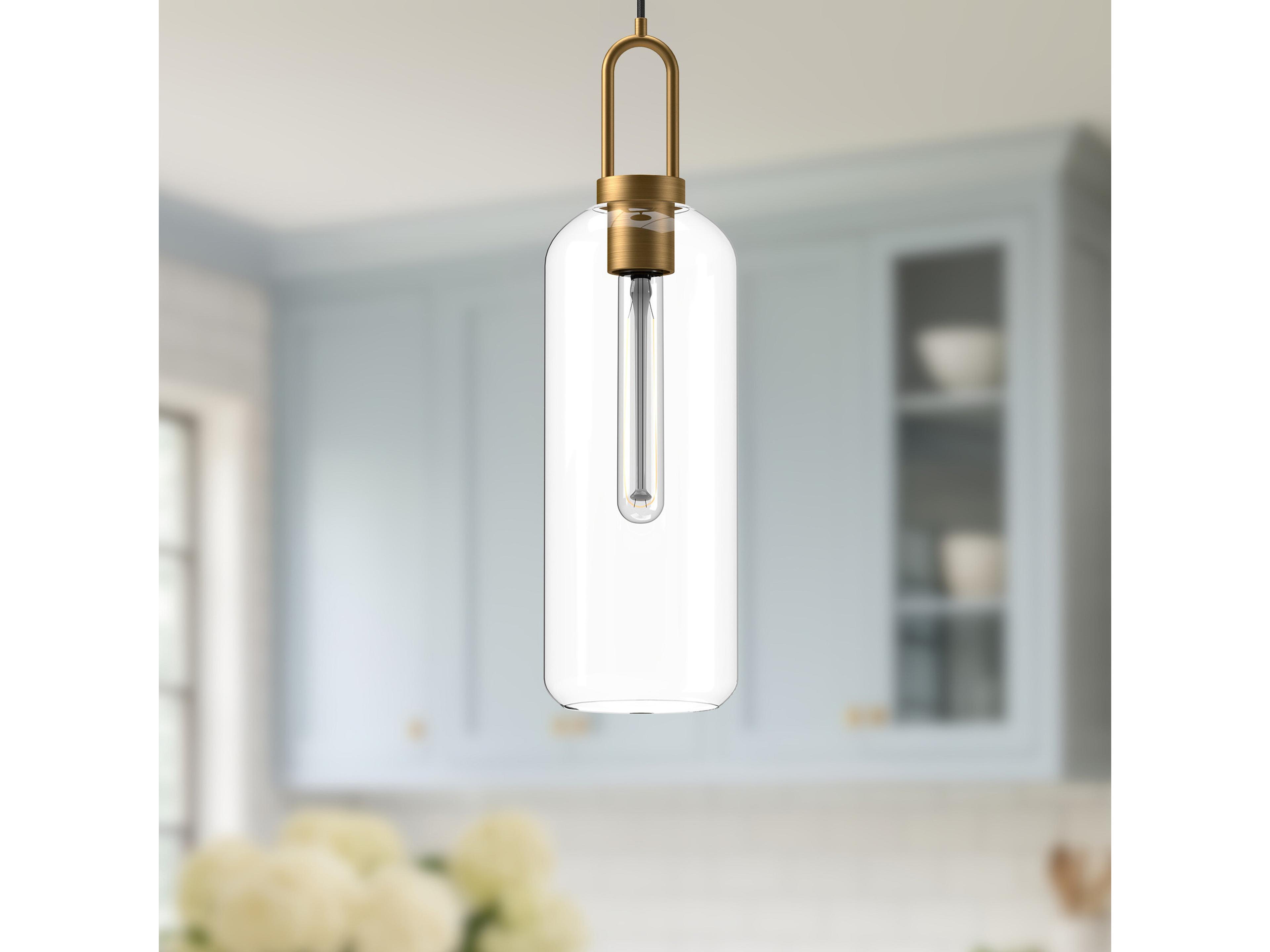 Alora Mood Soji 1-Light Aged Gold Cylinder Mini Pendant