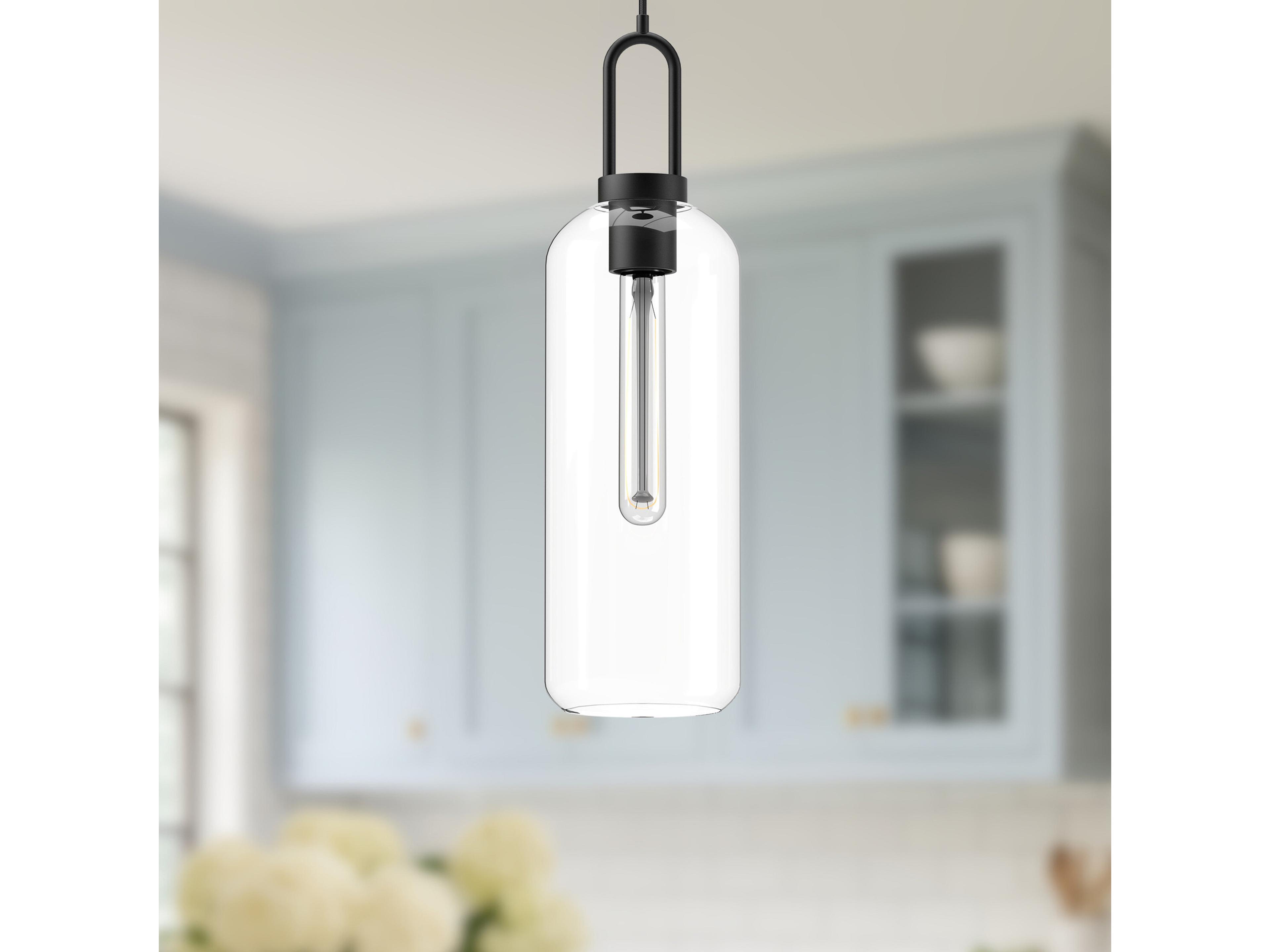 Alora Mood Soji 1-Light Matte Black Cylinder Mini Pendant