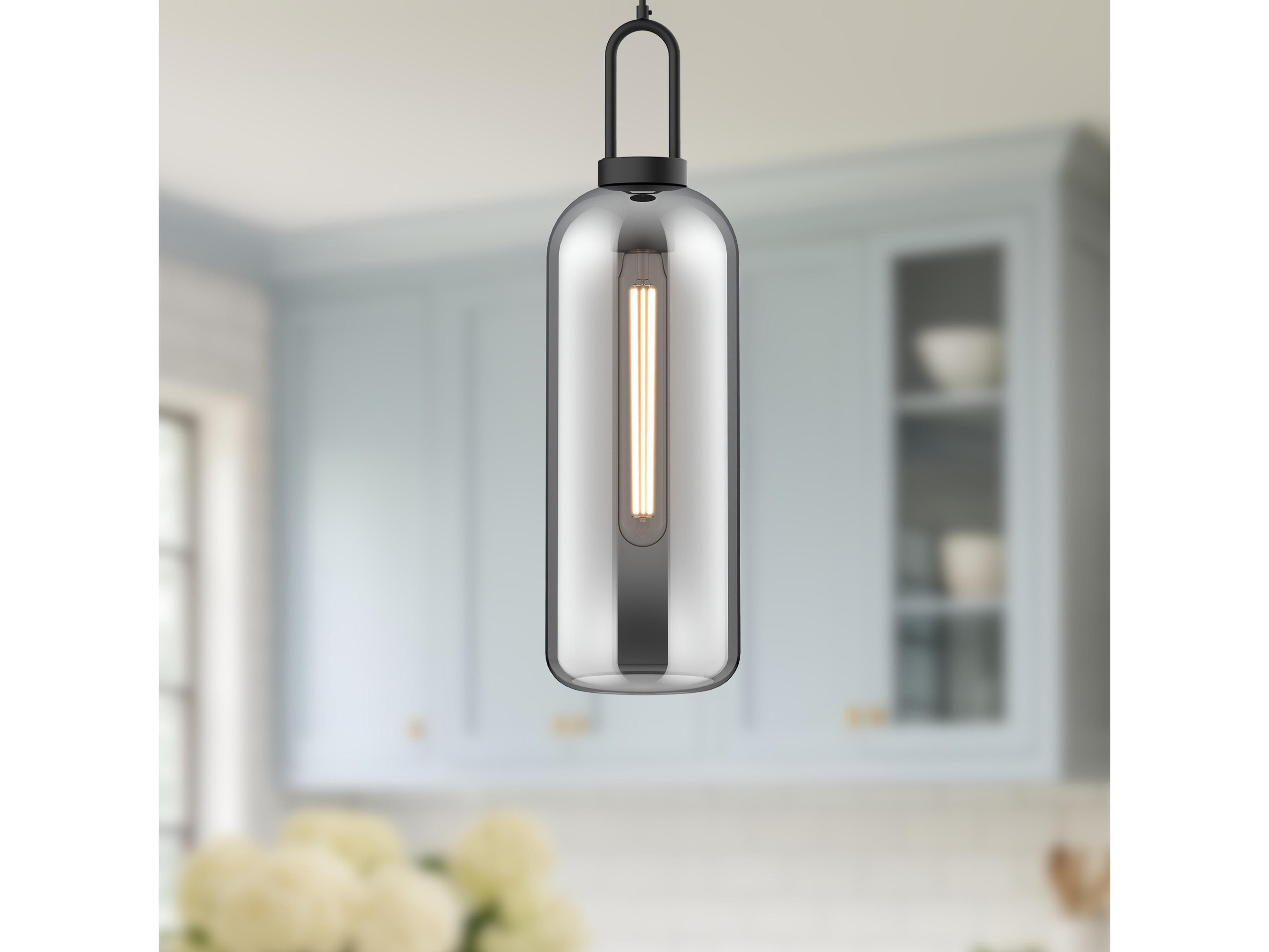 Alora Mood Soji 1-Light Matte Black Cylinder Mini Pendant