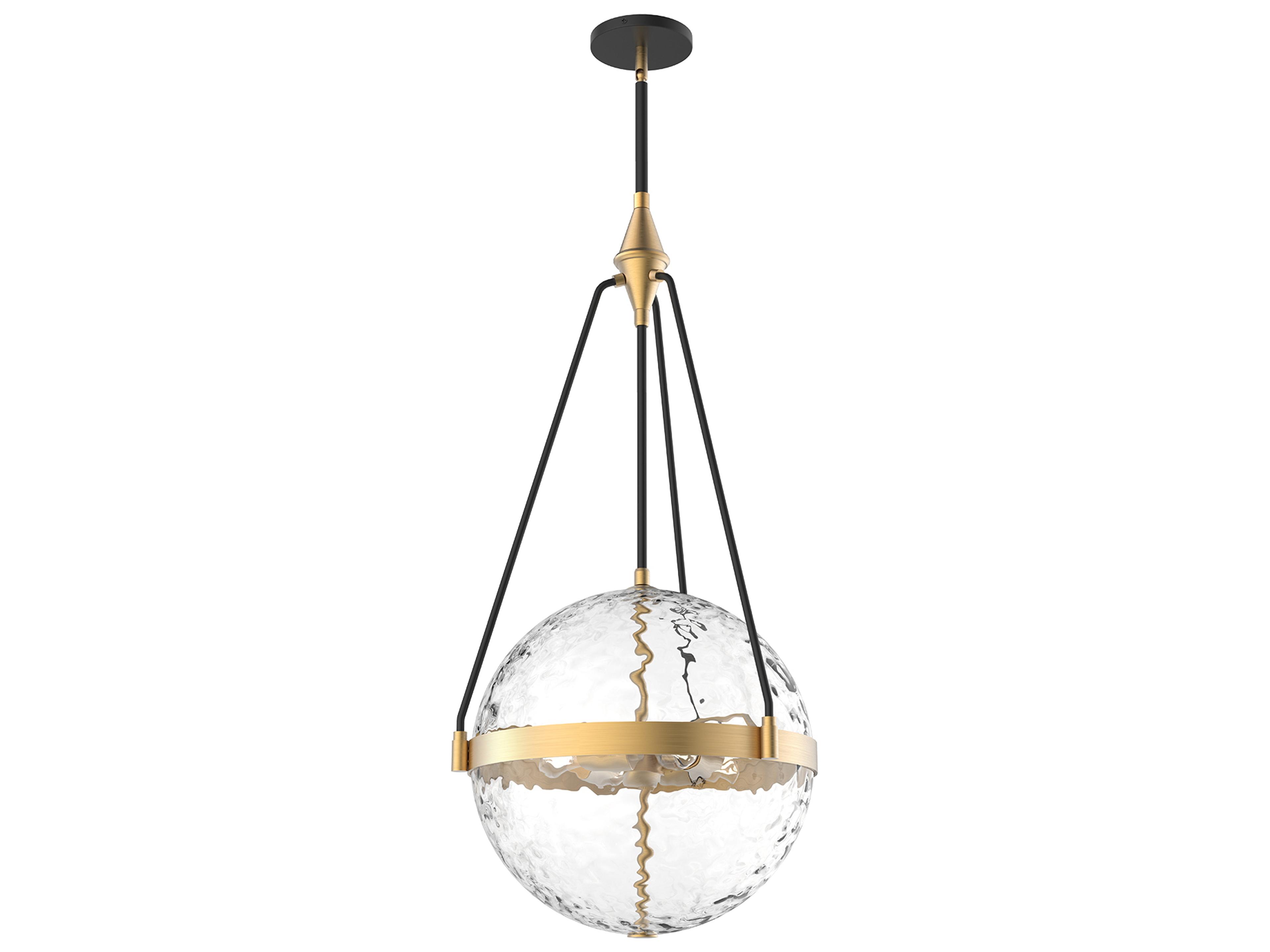 Harmony Pendant Light in Brushed Gold and Water Glass