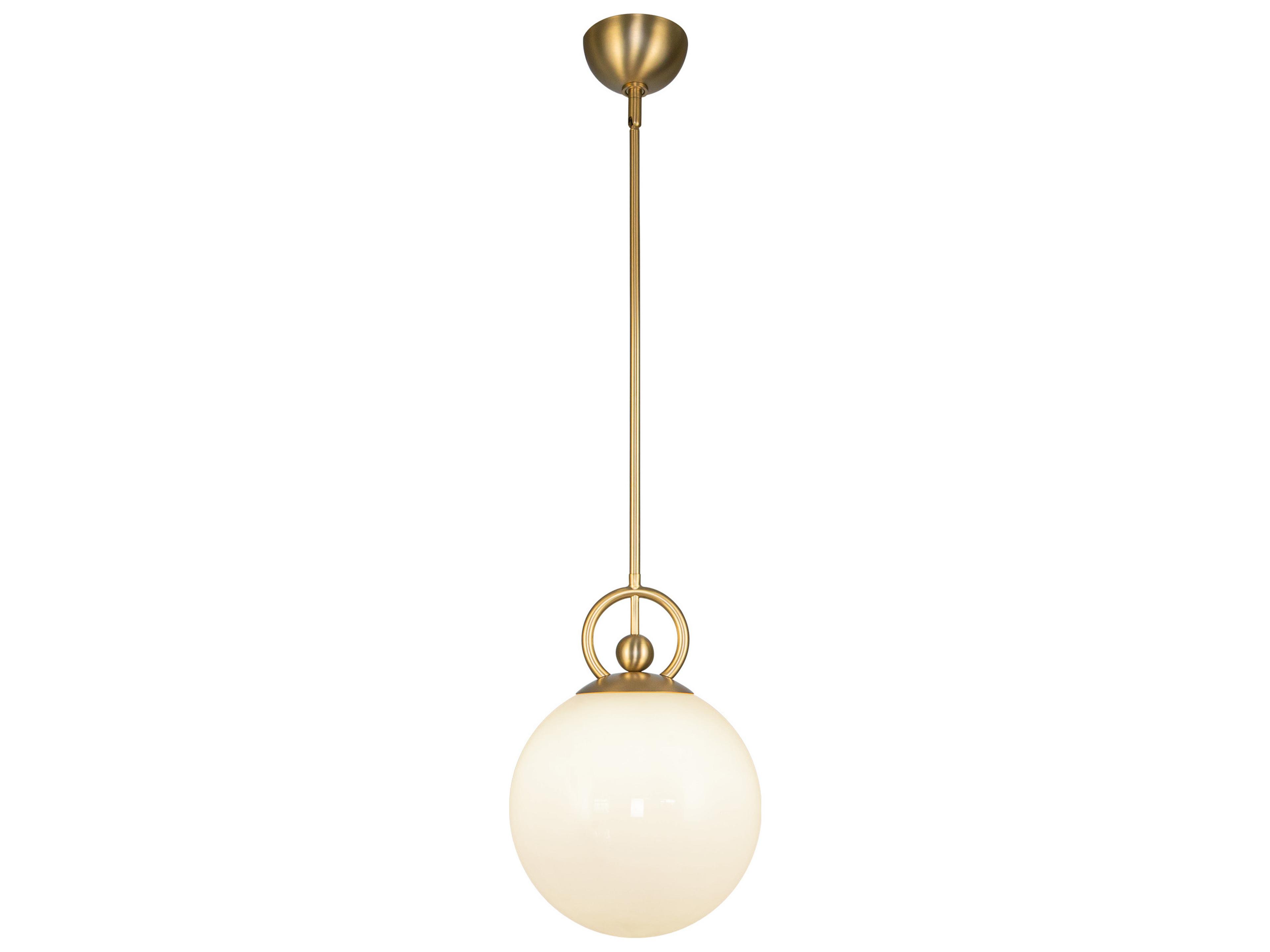 Fiore Pendant Light in Brushed Gold and Glossy Opal Glass