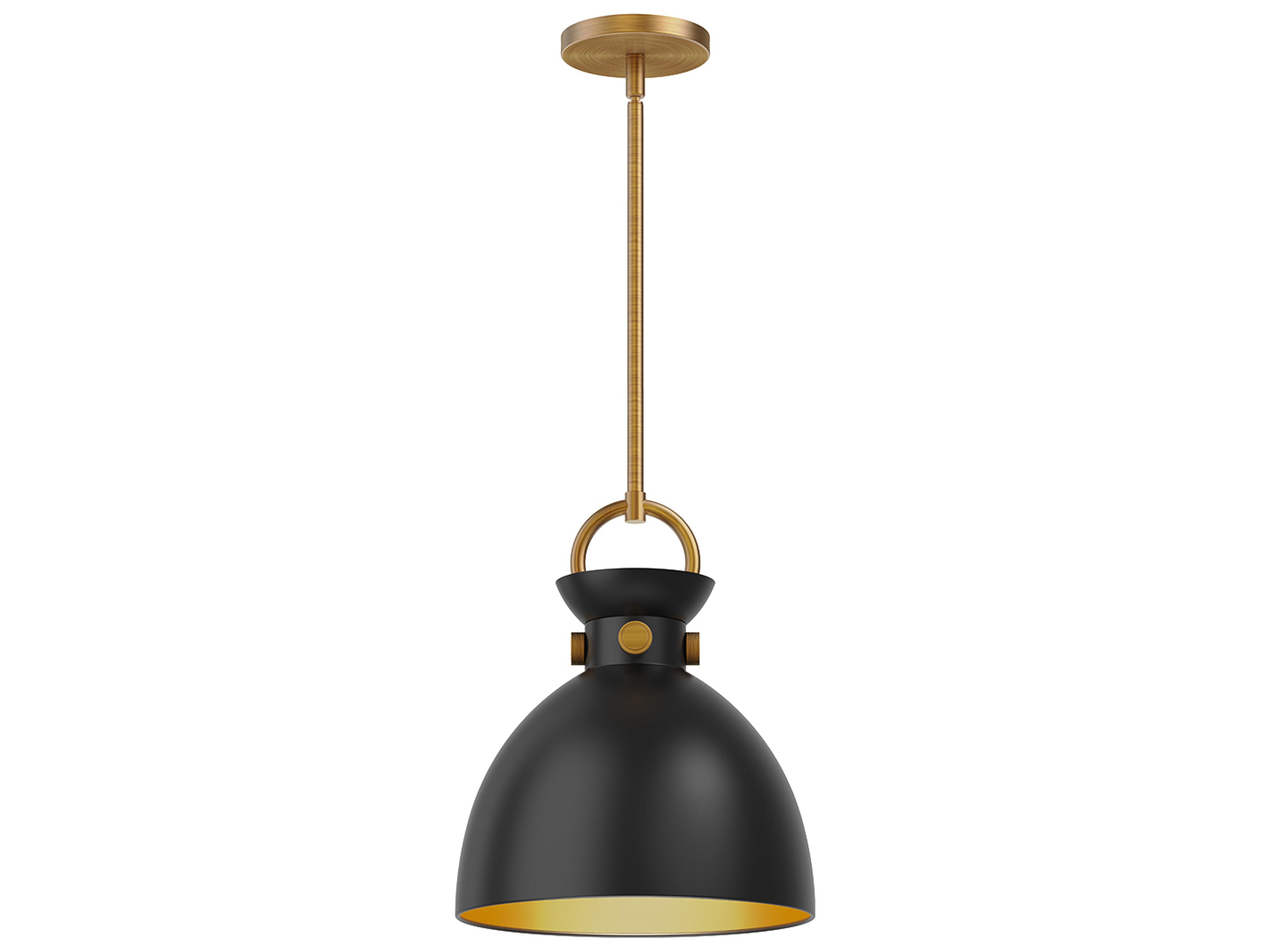 Waldo Pendant Light in Aged Gold and Matte Black