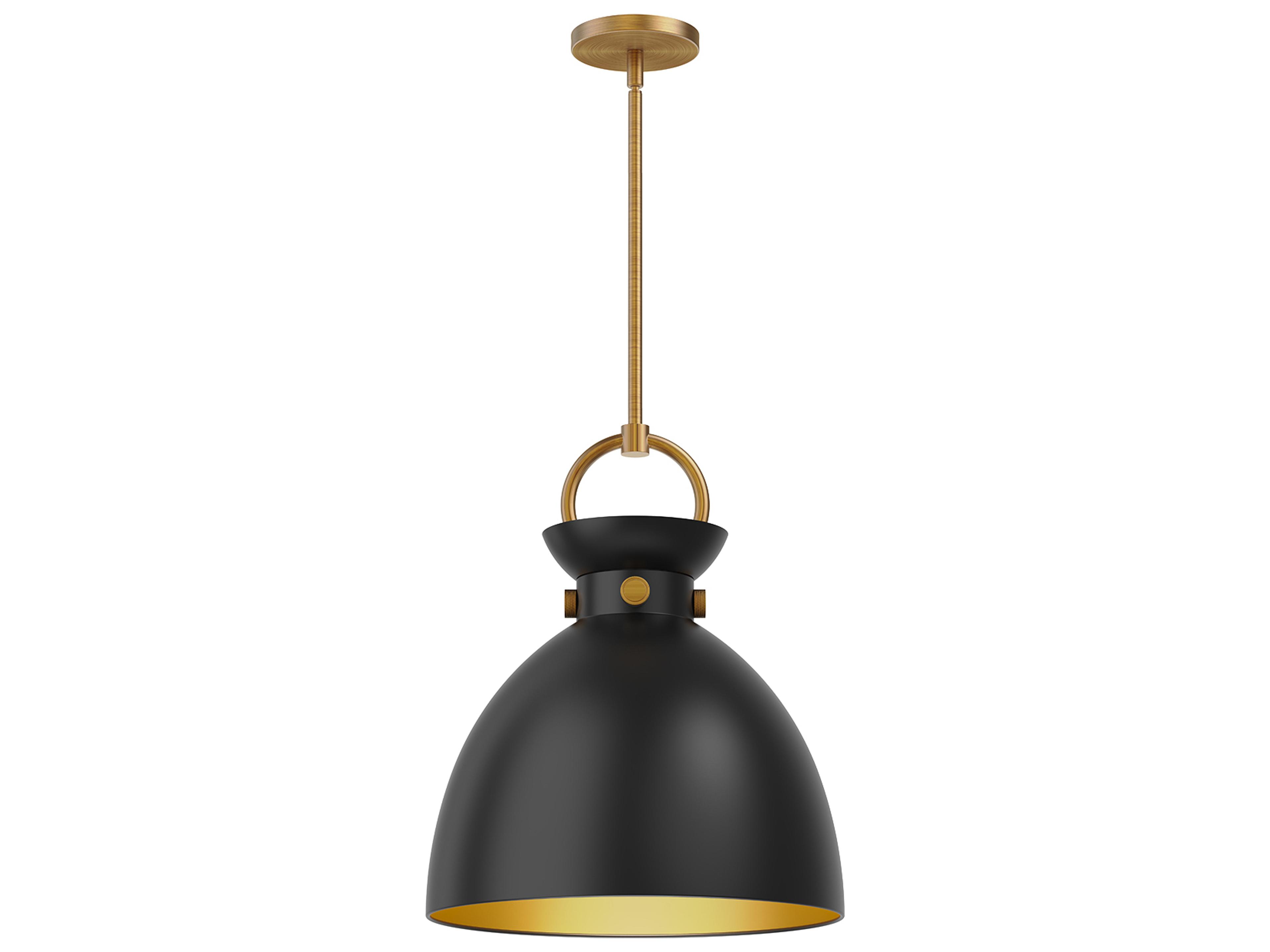 Waldo Pendant Light in Aged Gold and Matte Black