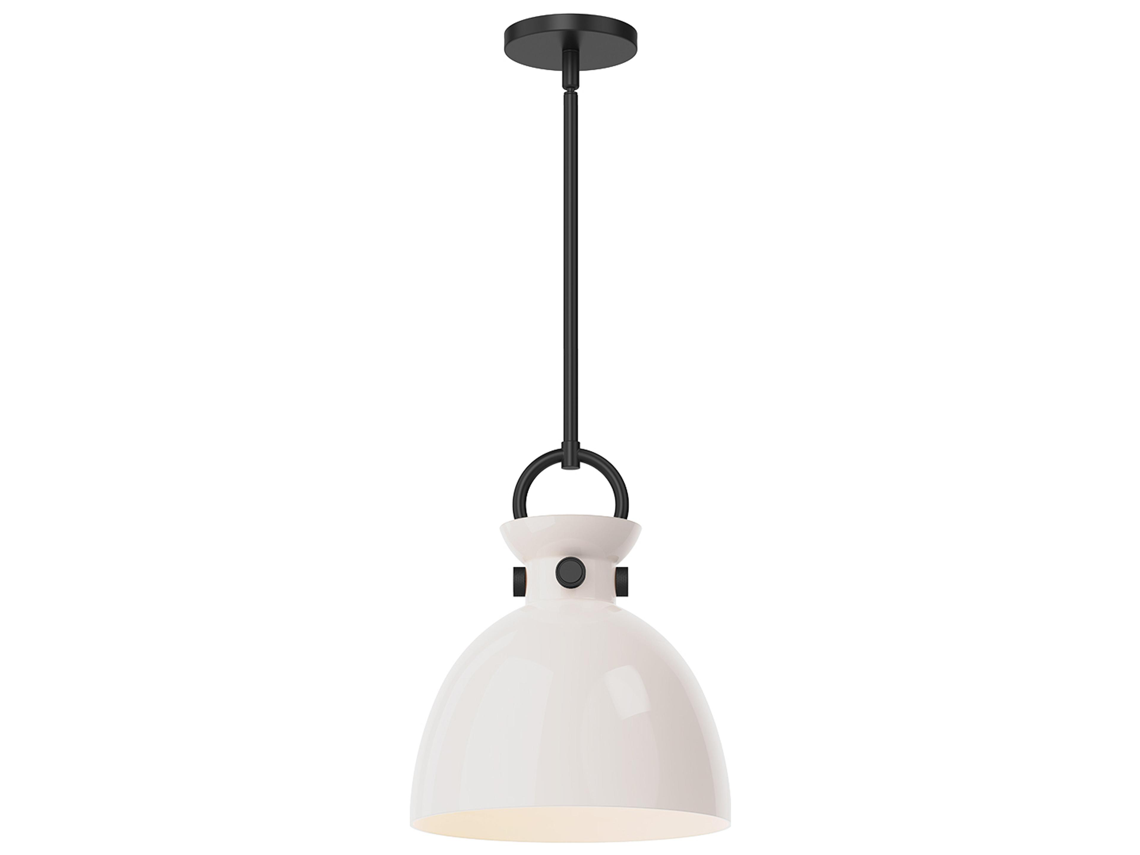 Waldo Pendant Light Matte Black and Glossy Opal