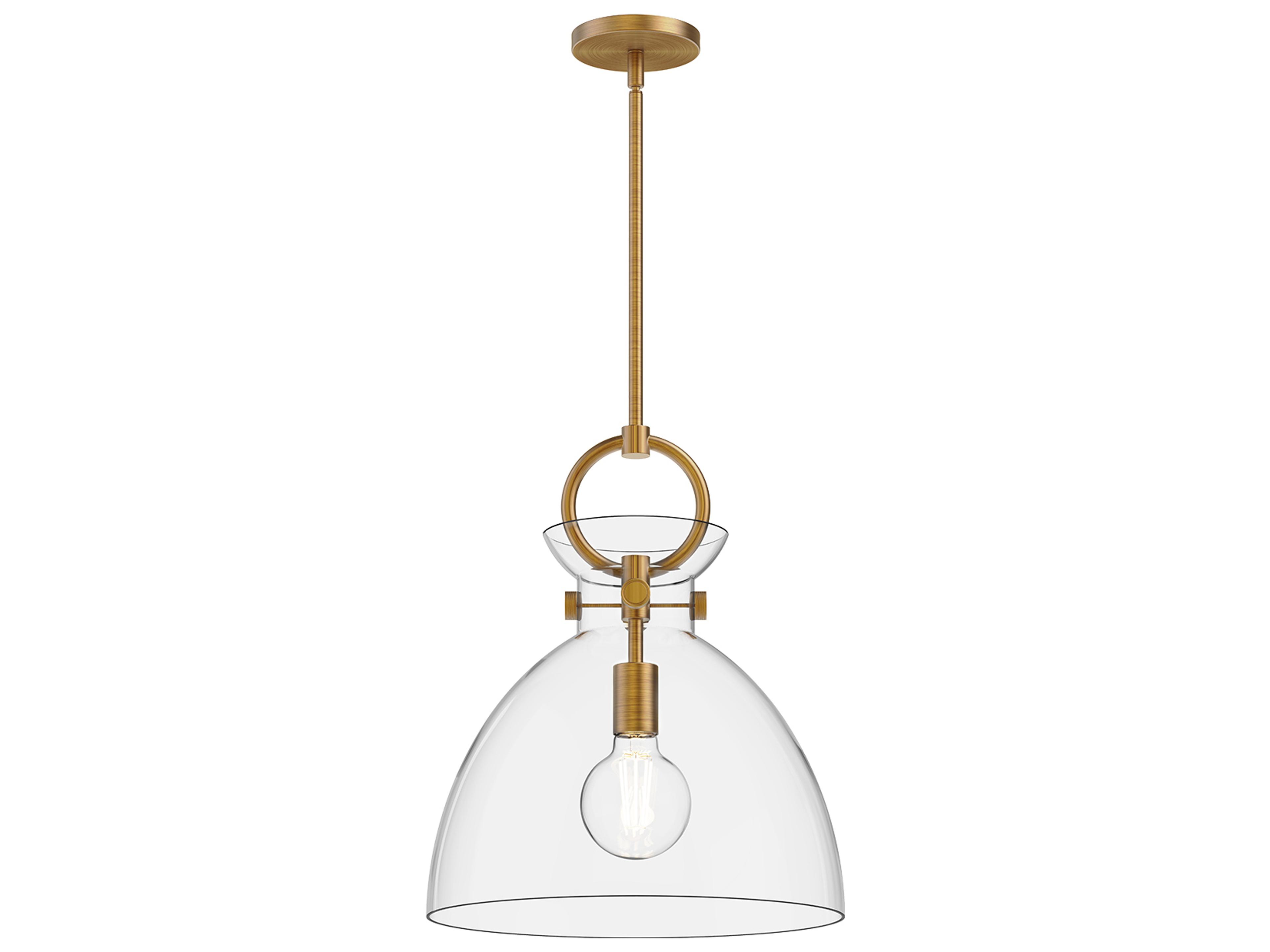 Waldo Pendant Light in Aged Gold and Clear Glass