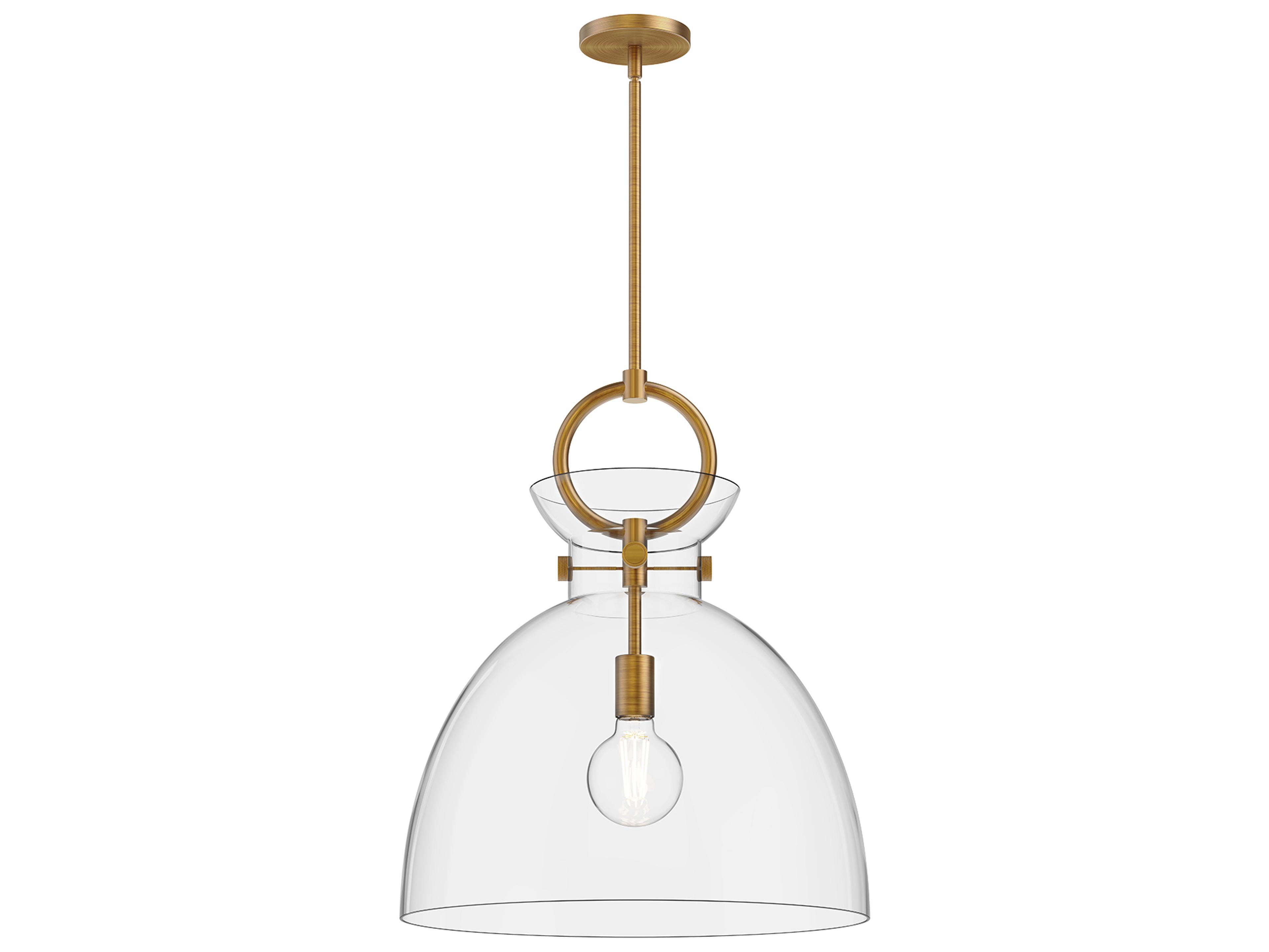 Waldo Pendant Light in Aged Gold and Clear Glass