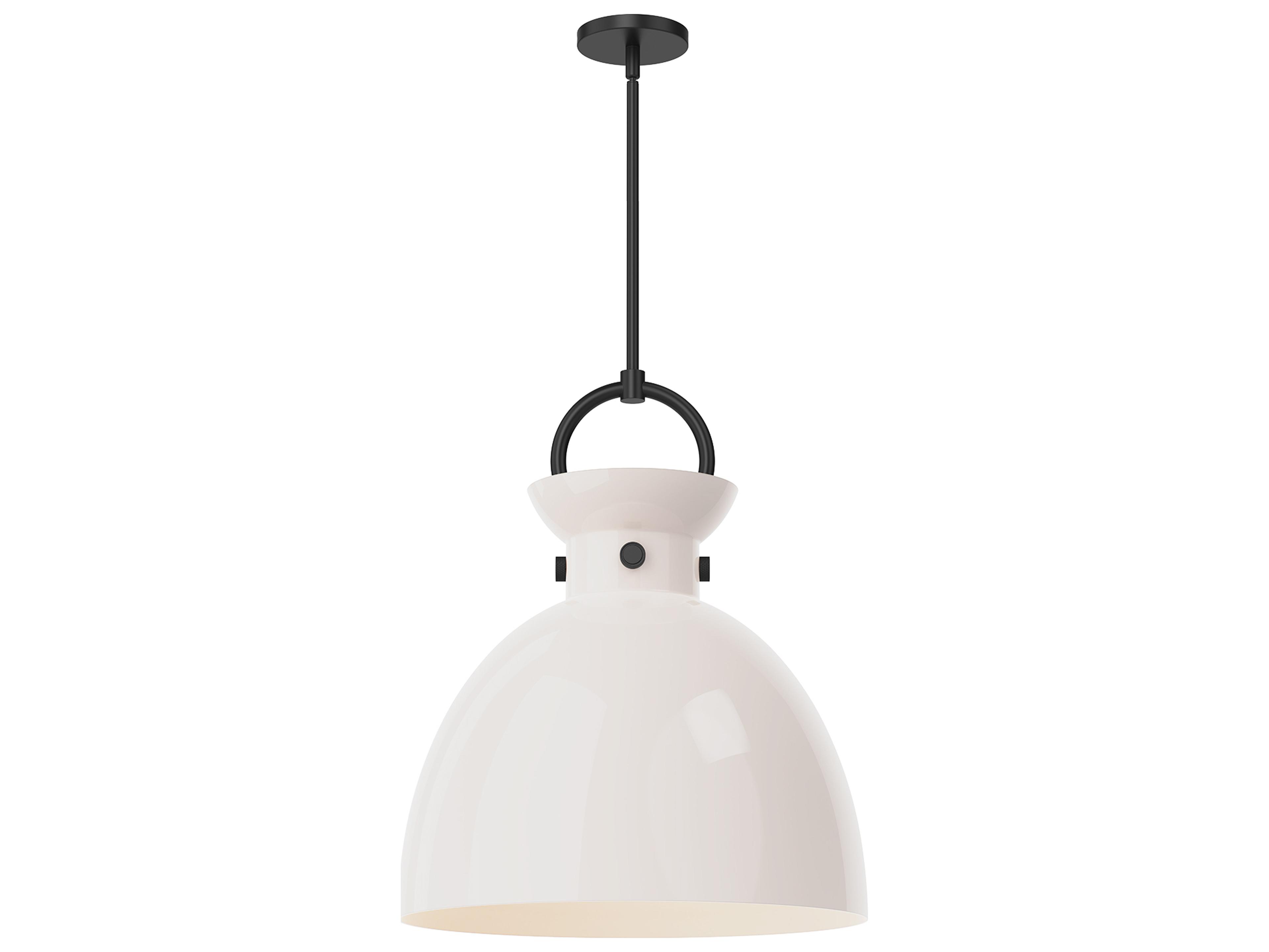Waldo Pendant Light Matte Black and Glossy Opal Glass