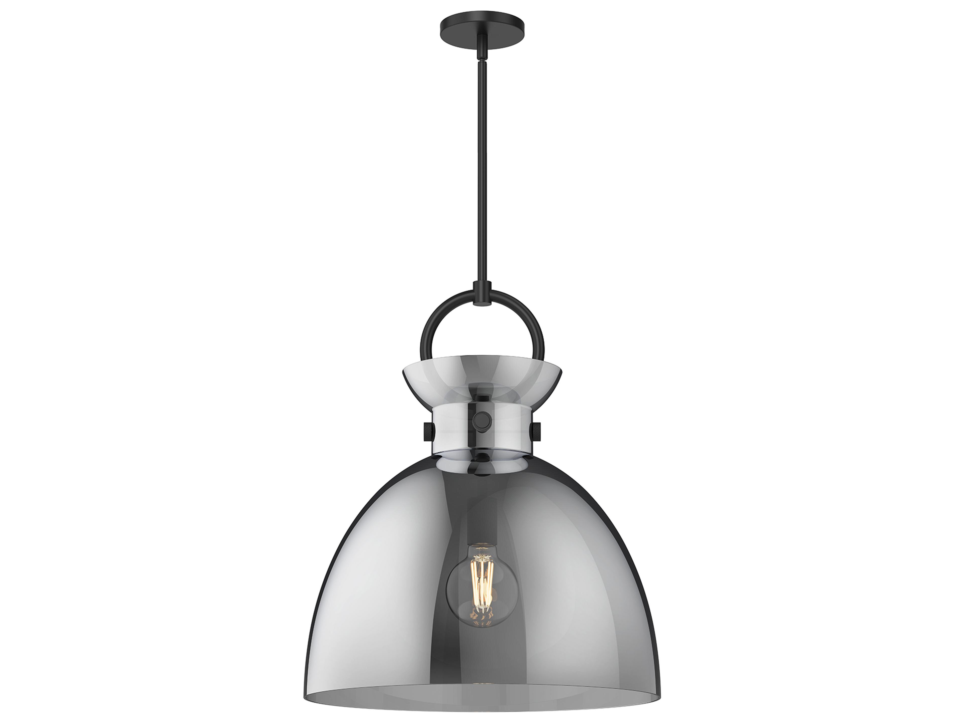 Waldo Pendant Light Matte Black Smoked Glass