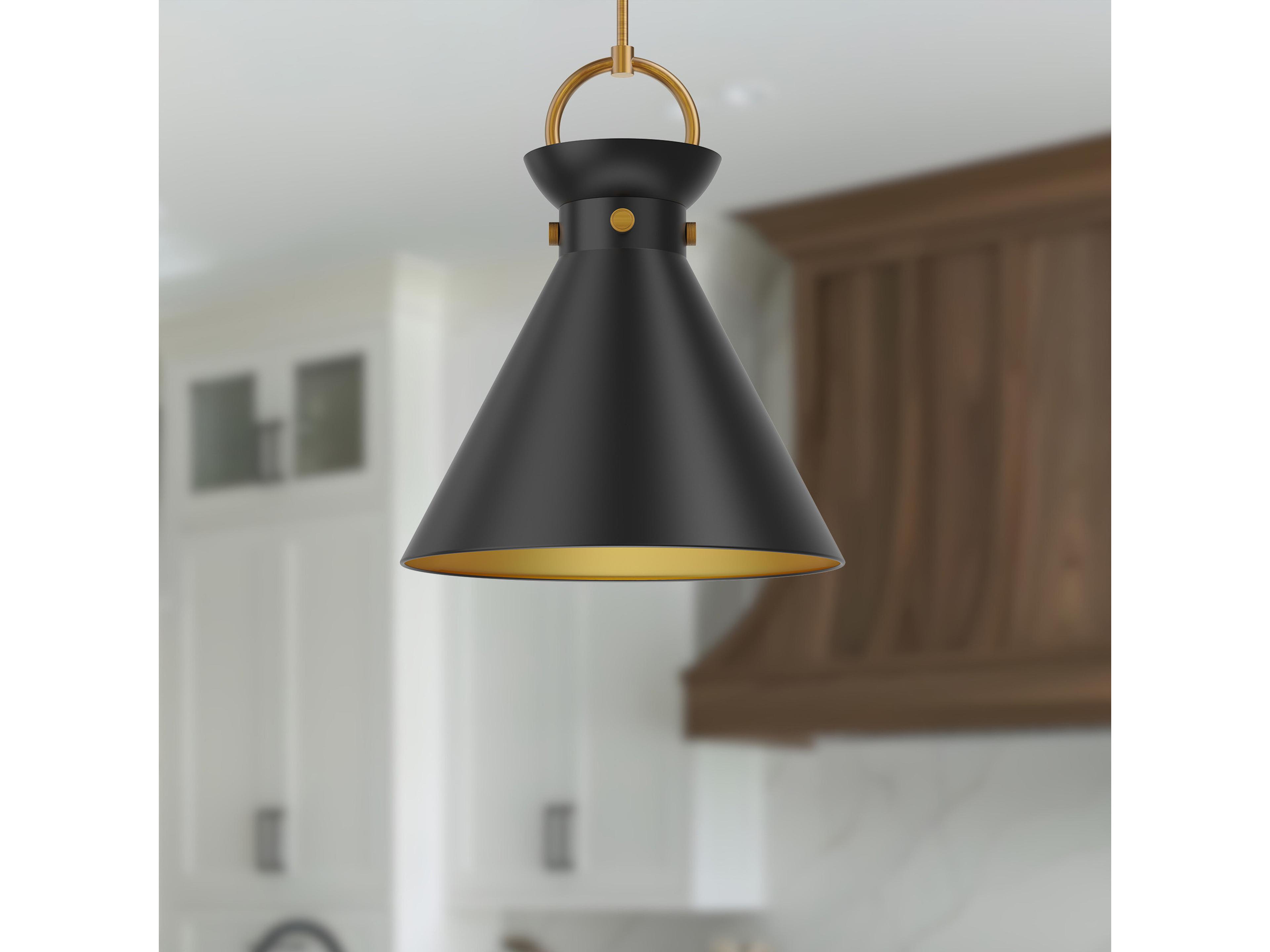 Alora Mood Emerson 1-Light Aged Gold Matte Black Pendant