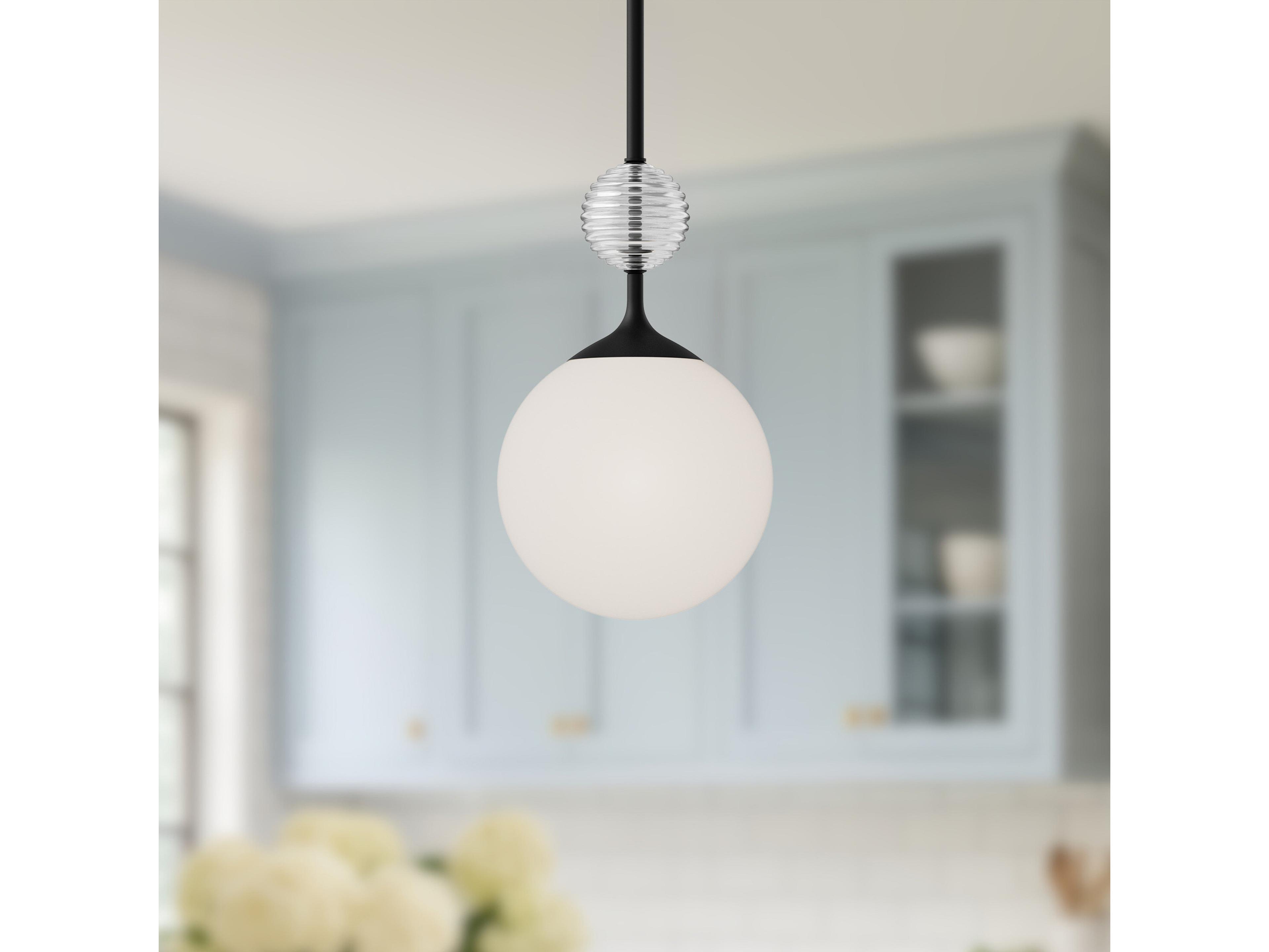 Alora Mood Celia 1-Light Matte Black Globe Mini Pendant
