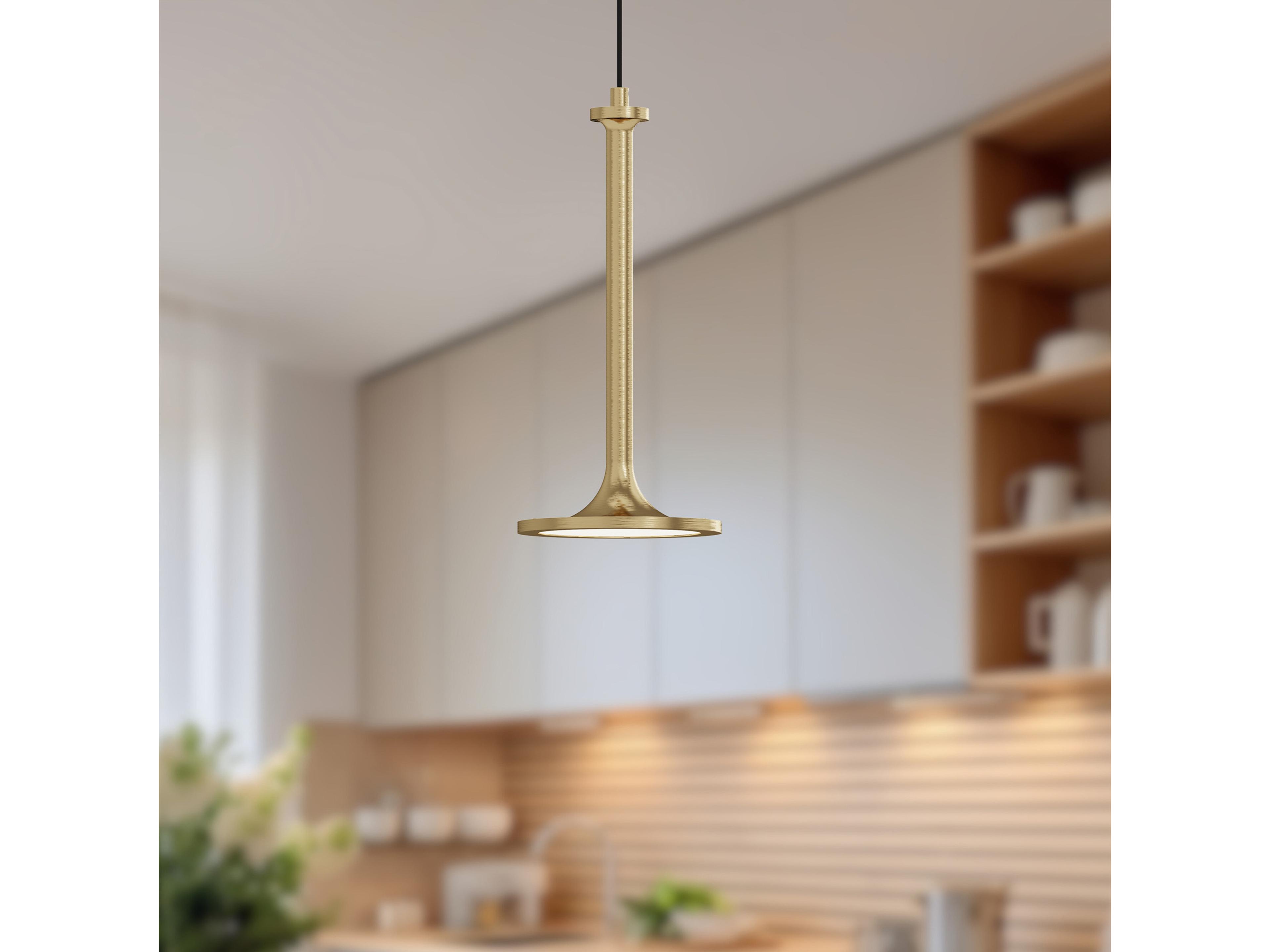 Alora Mood Issa Brushed Gold Linear Round Mini Pendant
