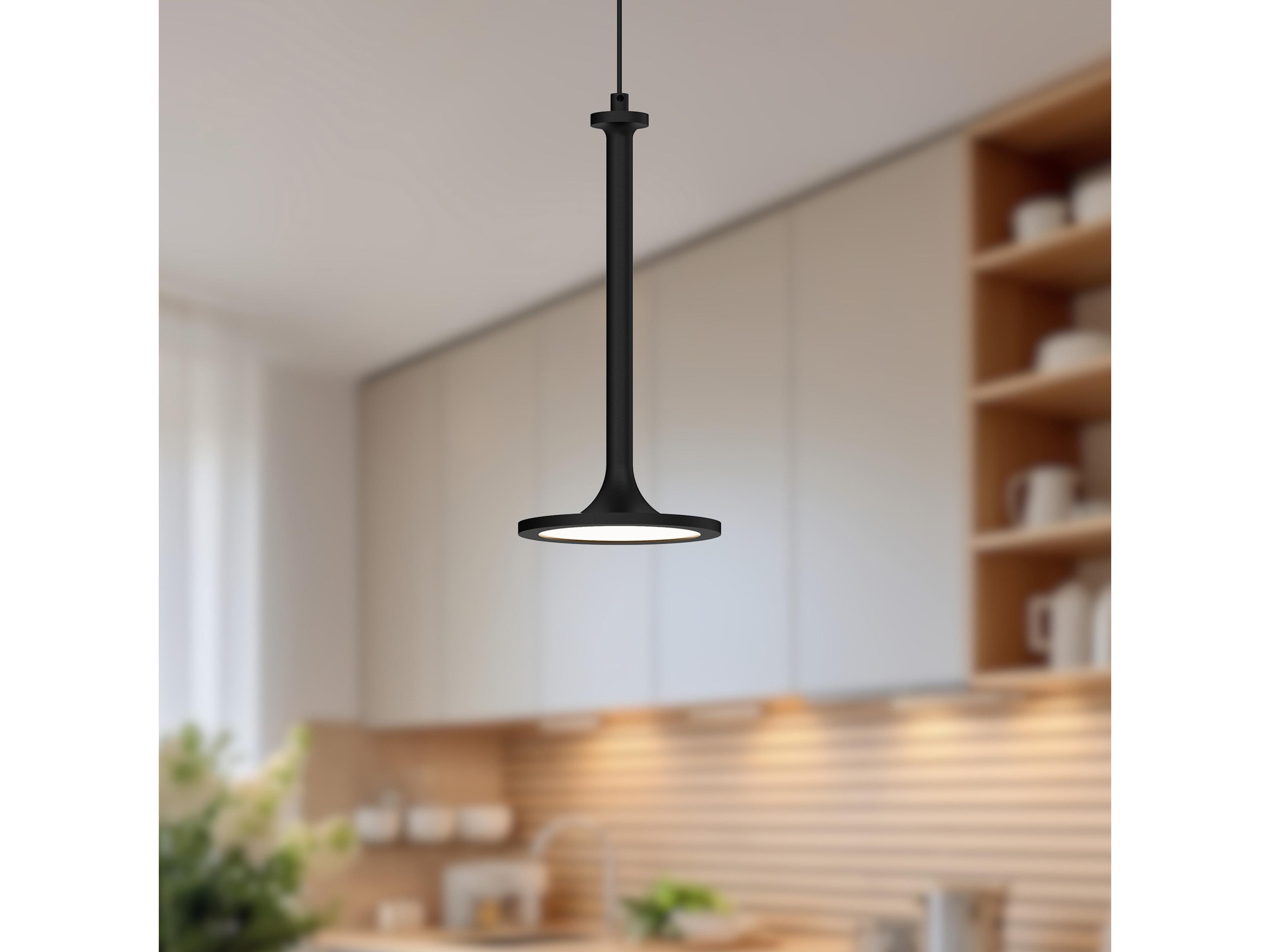Alora Mood Issa Matte Black Linear Round Mini Pendant