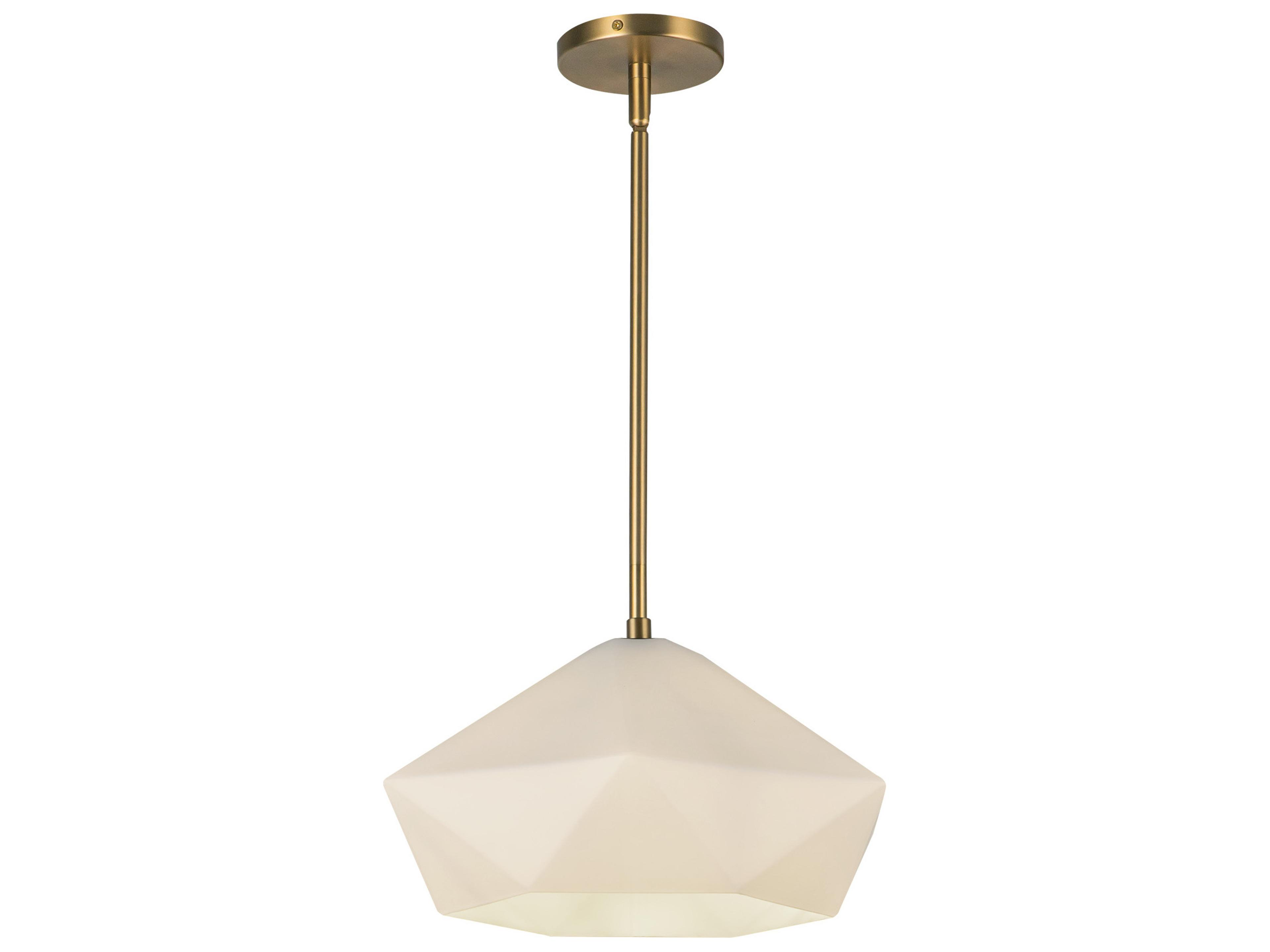 Krysta Pendant Light in Brushed Gold and Opal Glass