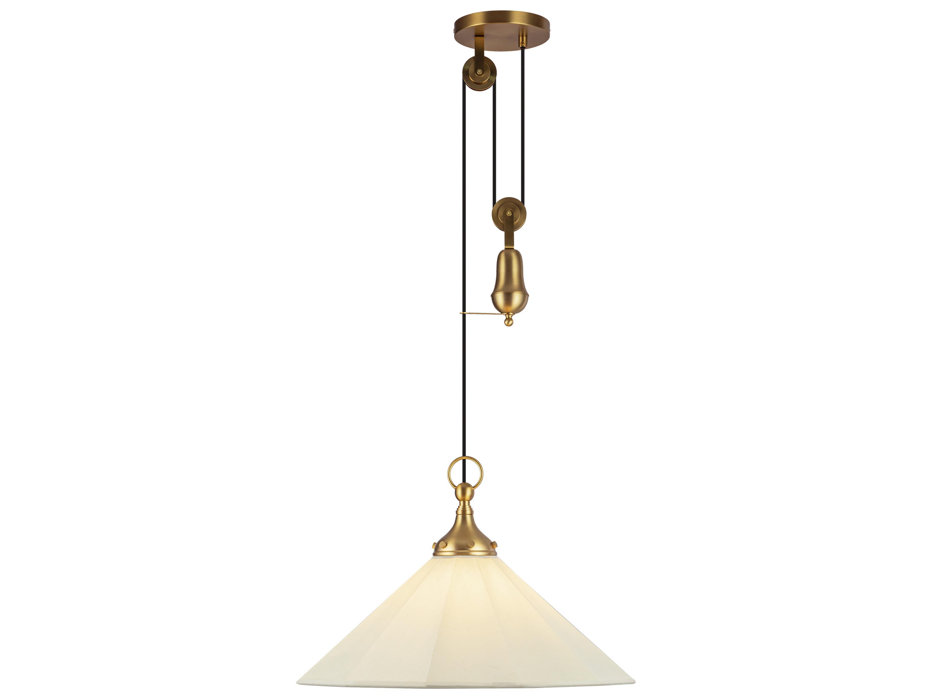 Pulley Pendant Light Ellen Brushed Gold White Linen