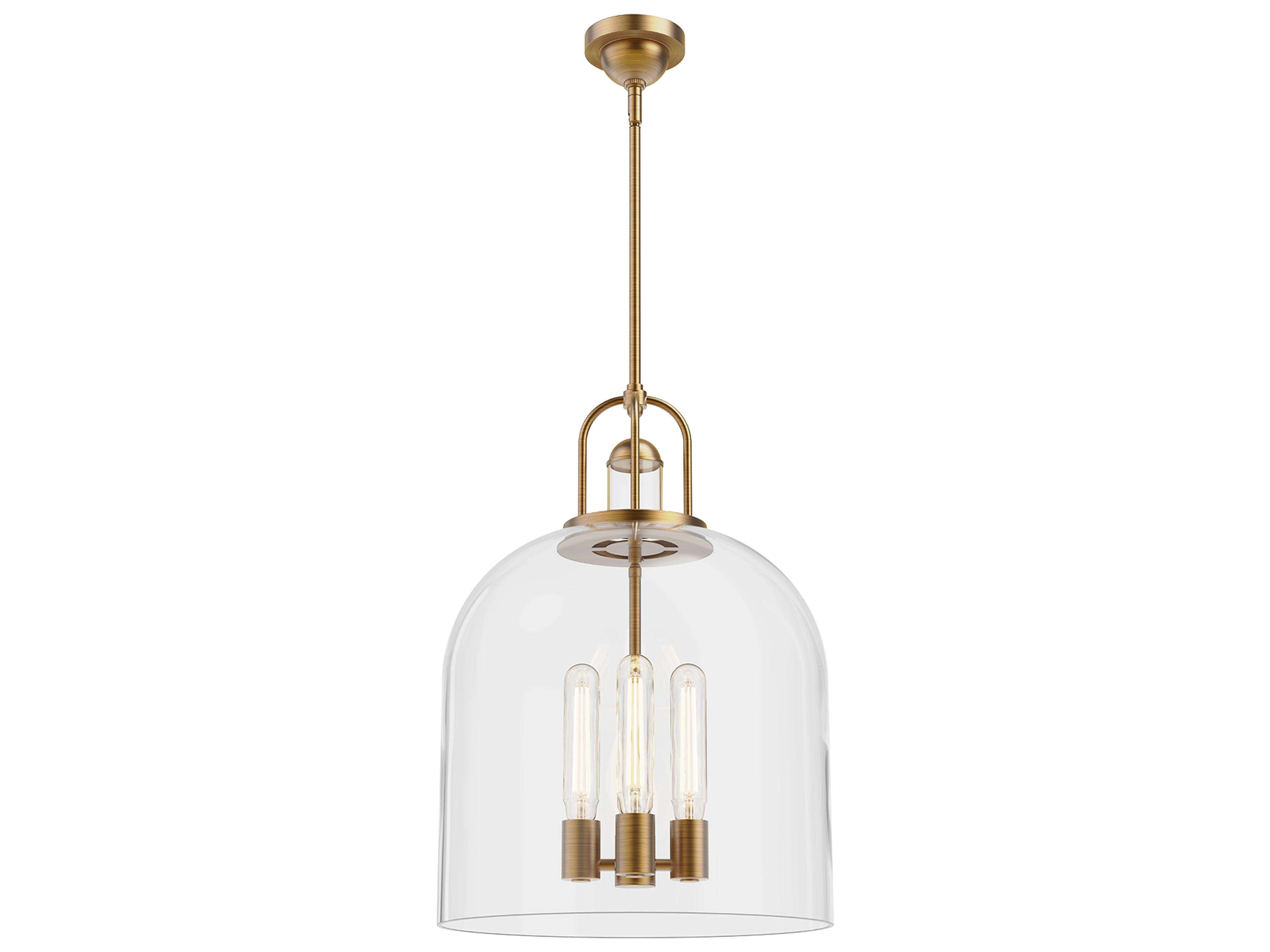 Lancaster 4-Light Pendant in Aged Gold with Clear Glass