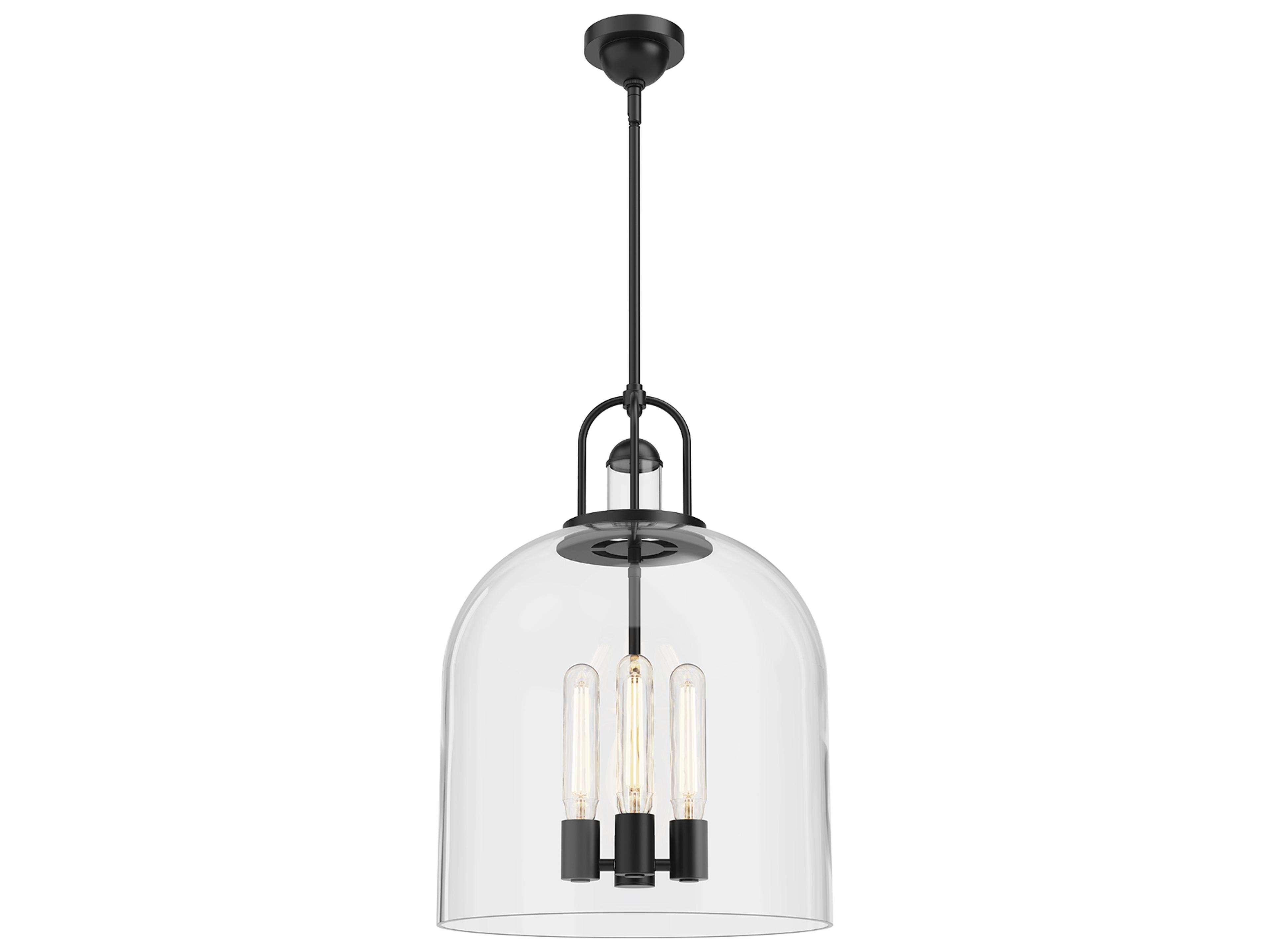 Lancaster 4-Light Pendant in Matte Black with Clear Glass