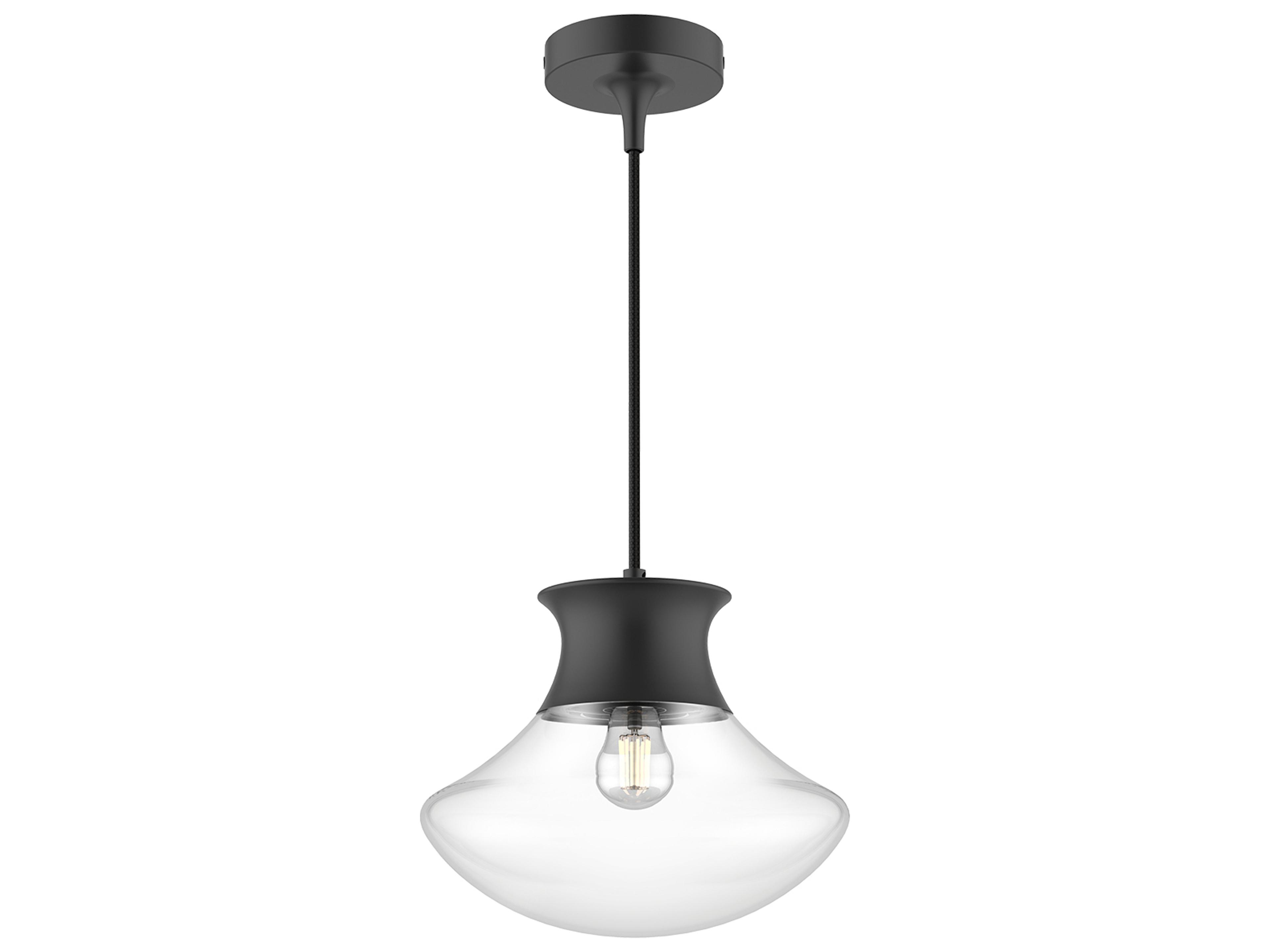Marcel 1-Light Pendant in Matte Black with Clear Glass