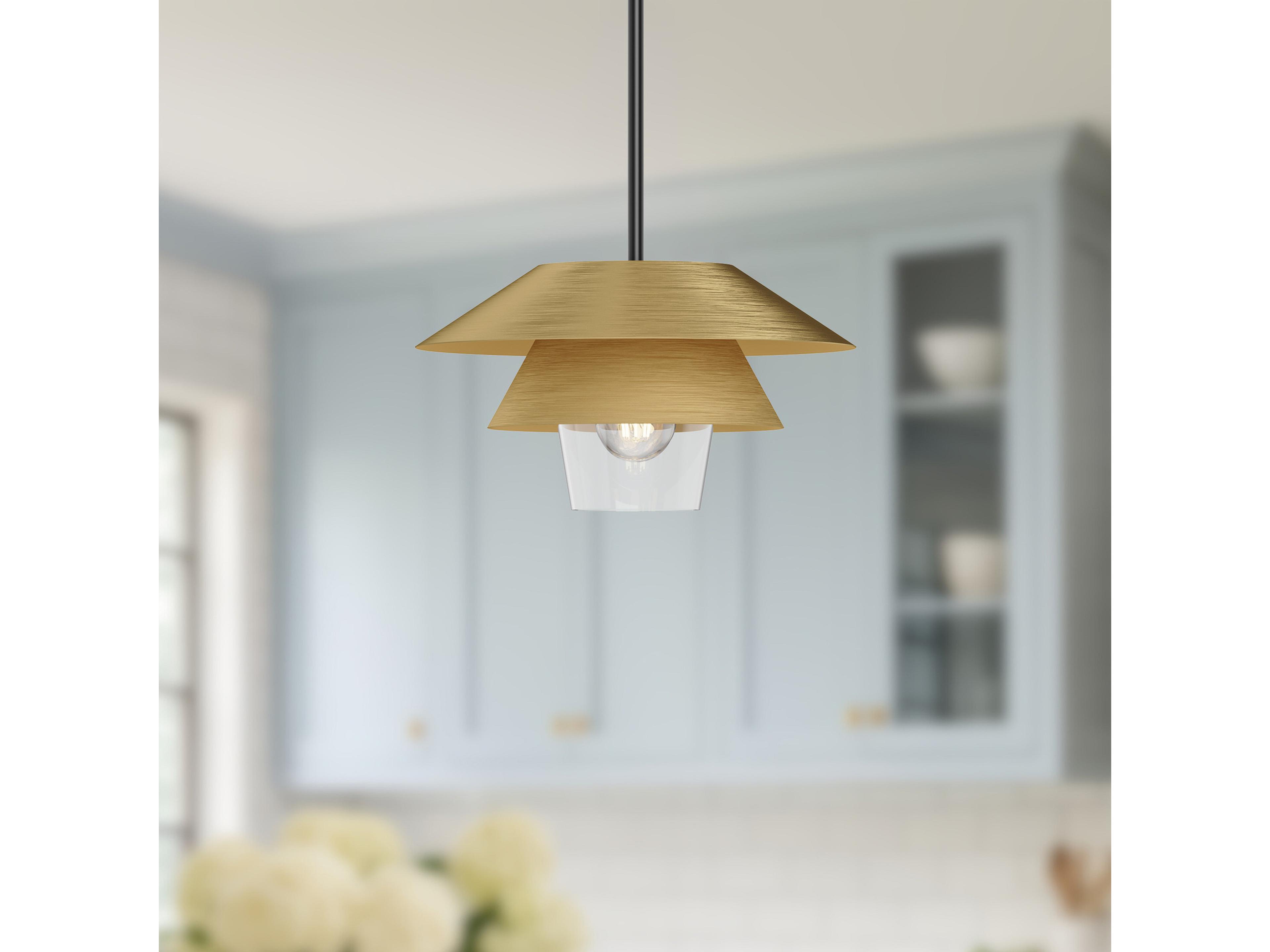 Alora Mood Tetsu 1-Light Brushed Gold Geometric Pendant