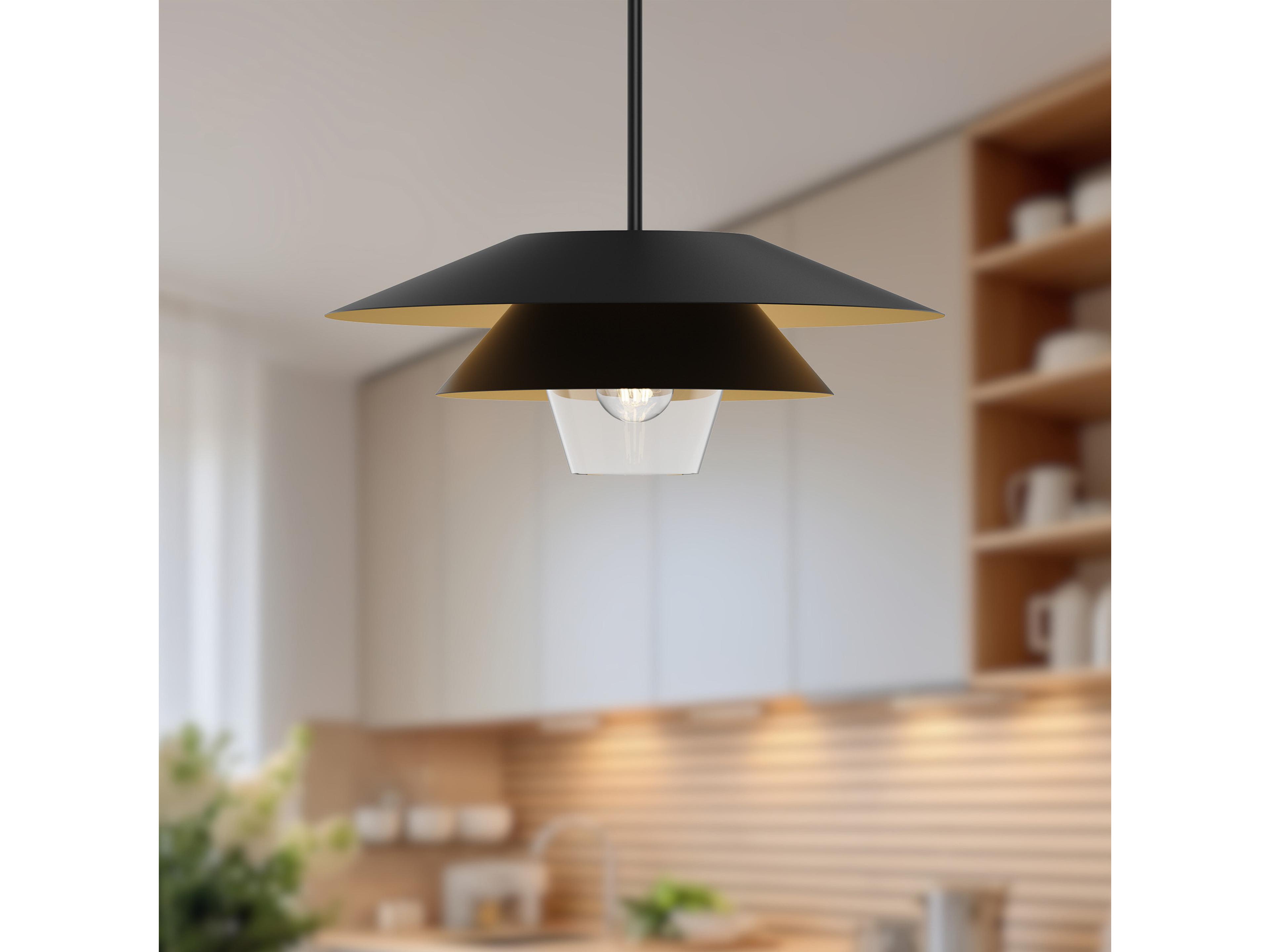 Alora Mood Tetsu 1-Light Matte Black Geometric Pendant