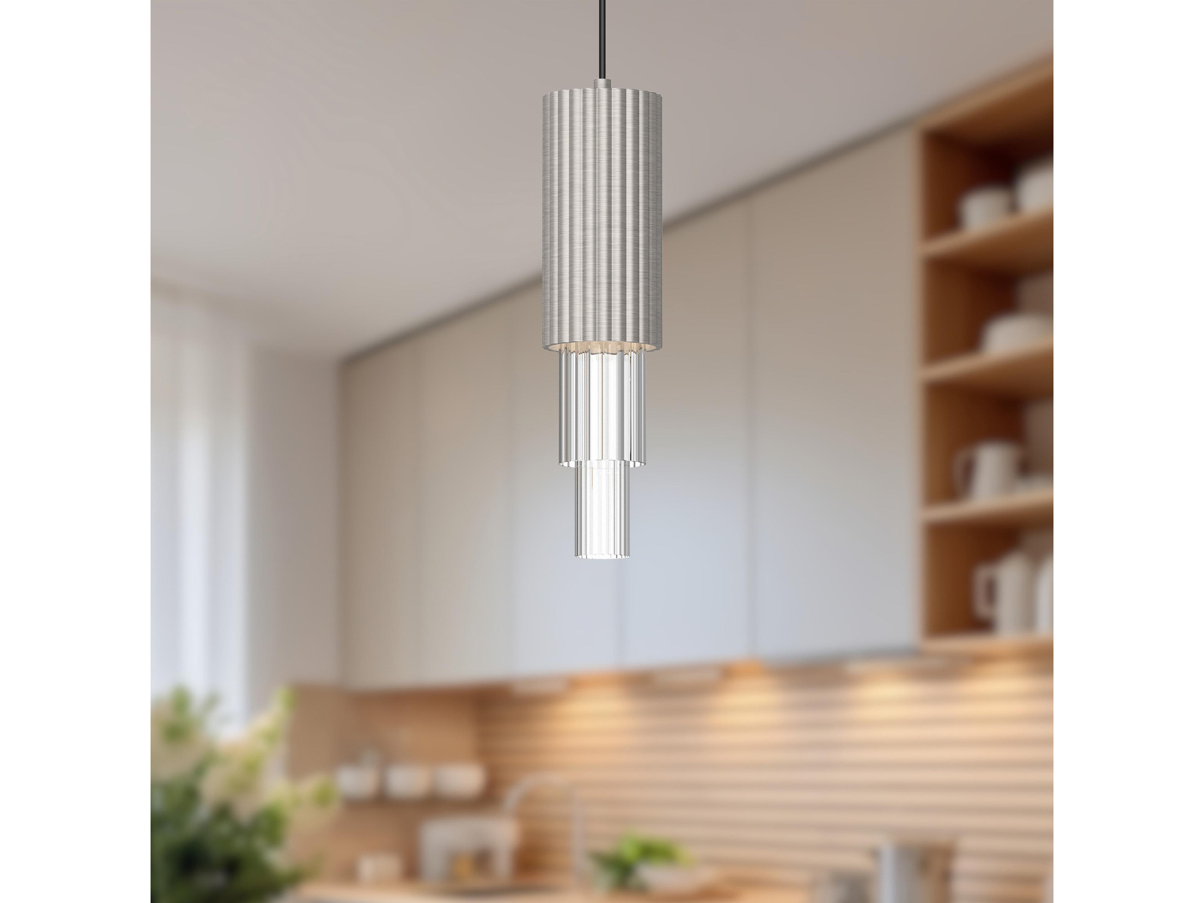 Alora Mood Bordeaux Brushed Nickel Cylinder Mini Pendant