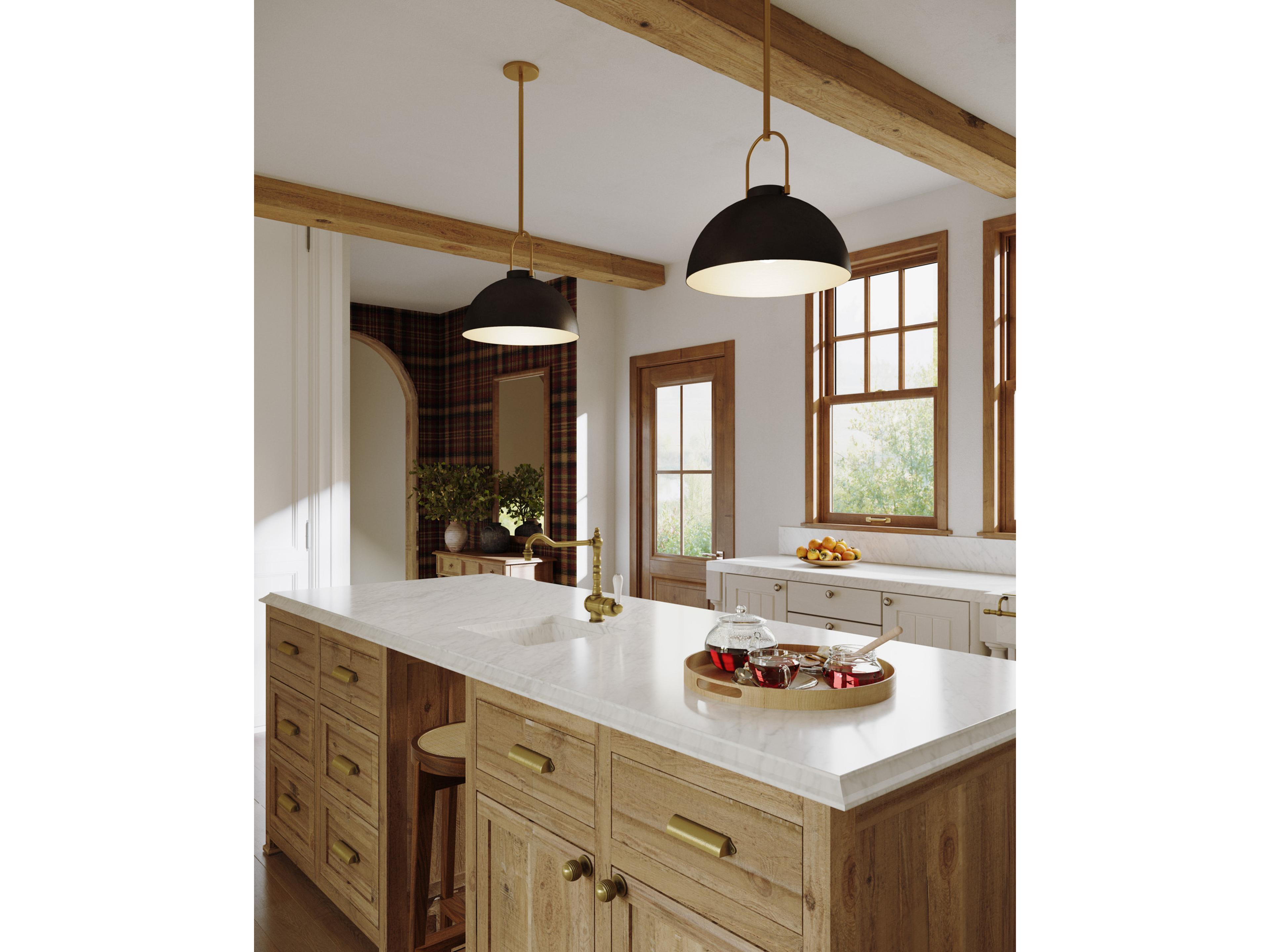 Alora Mood Harper 1-Light Matte Black Dome Pendant